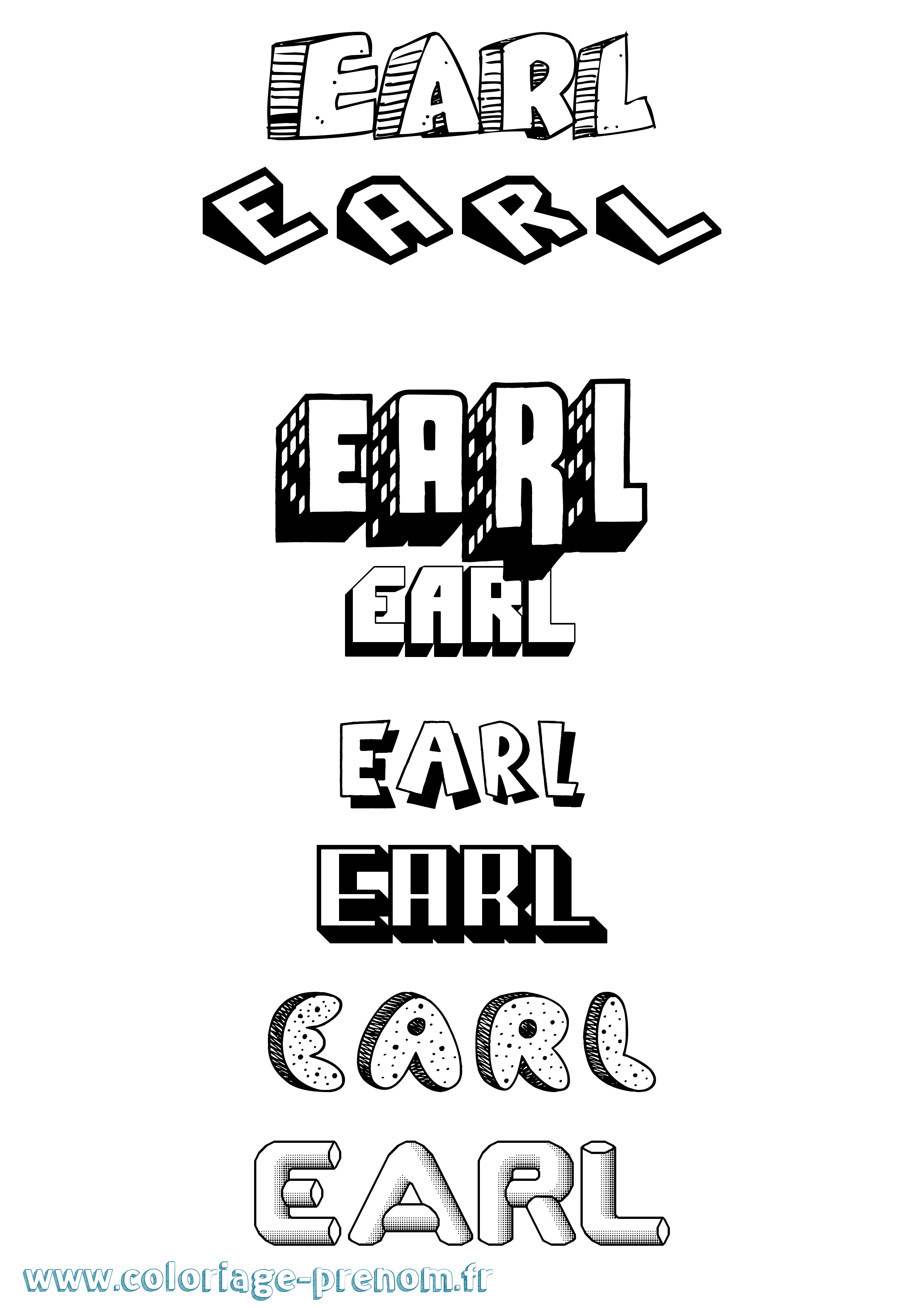 Coloriage prénom Earl Effet 3D