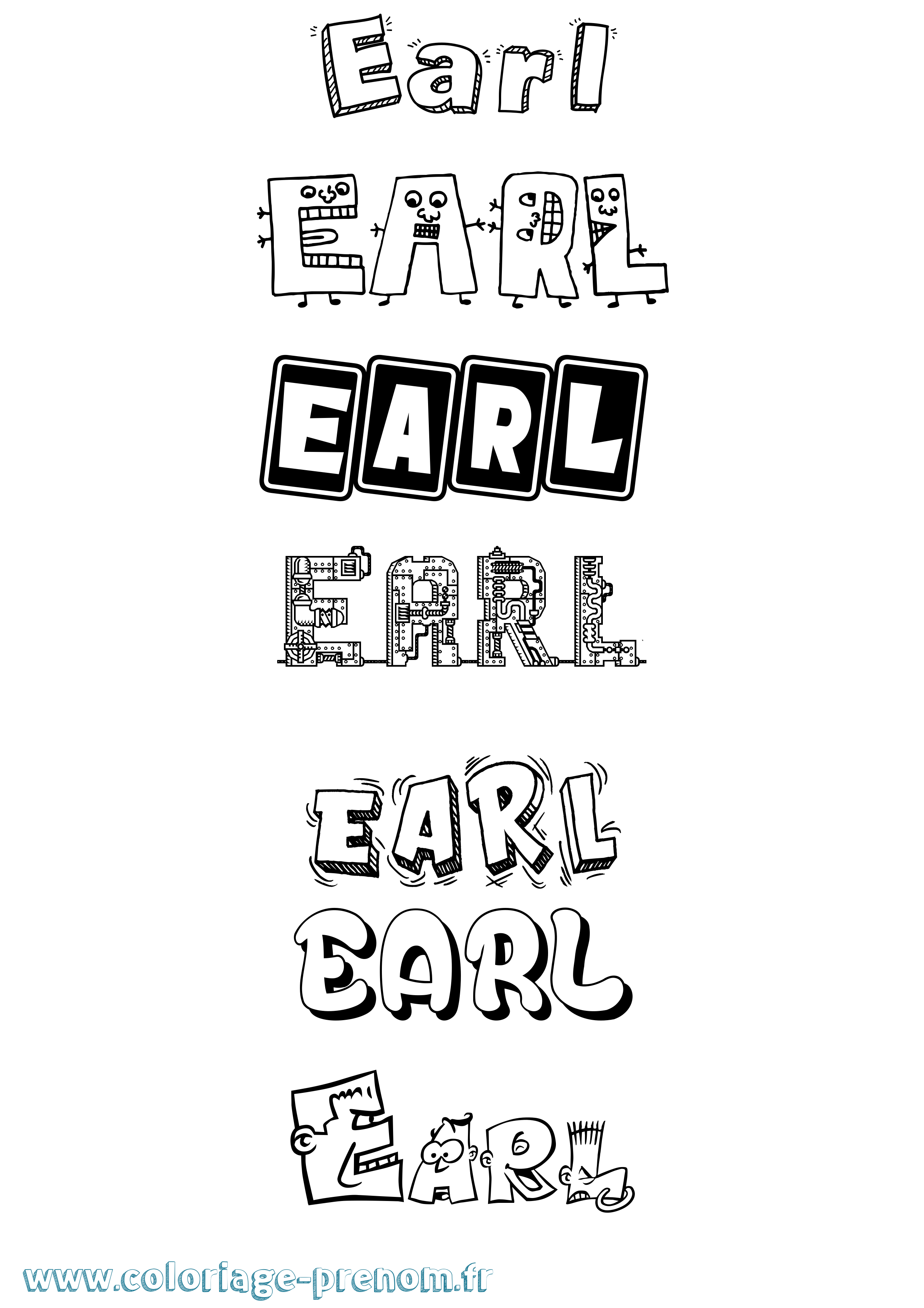 Coloriage prénom Earl Fun