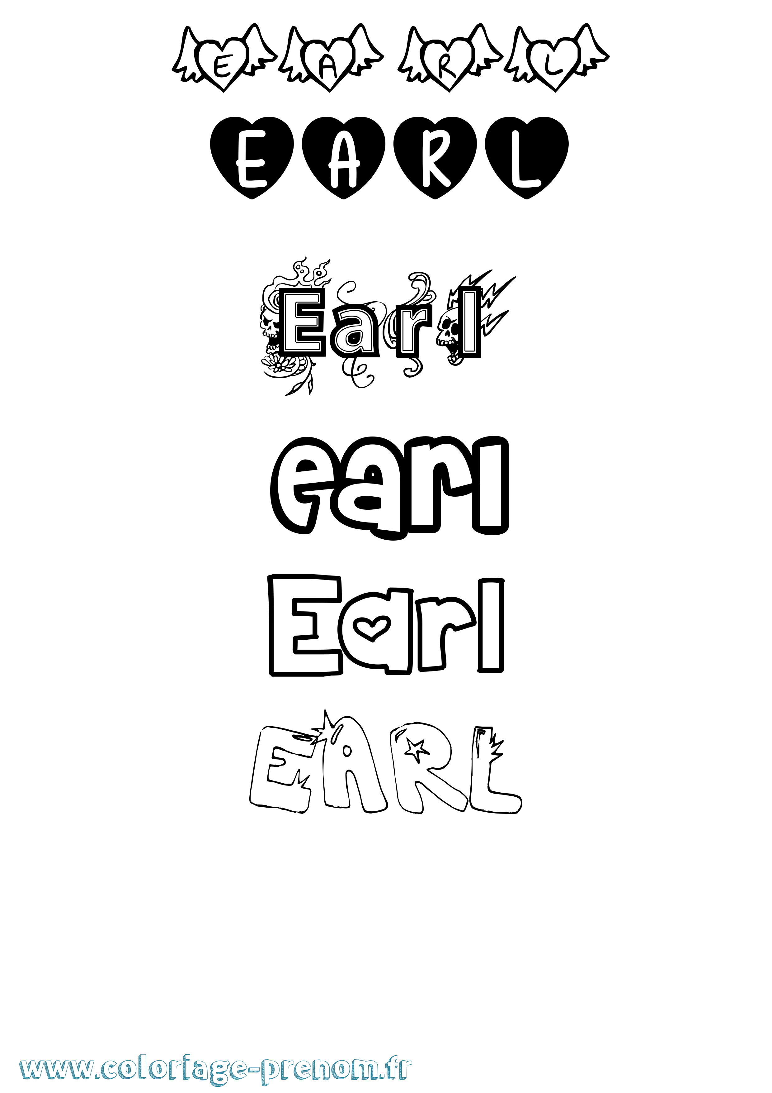 Coloriage prénom Earl Girly