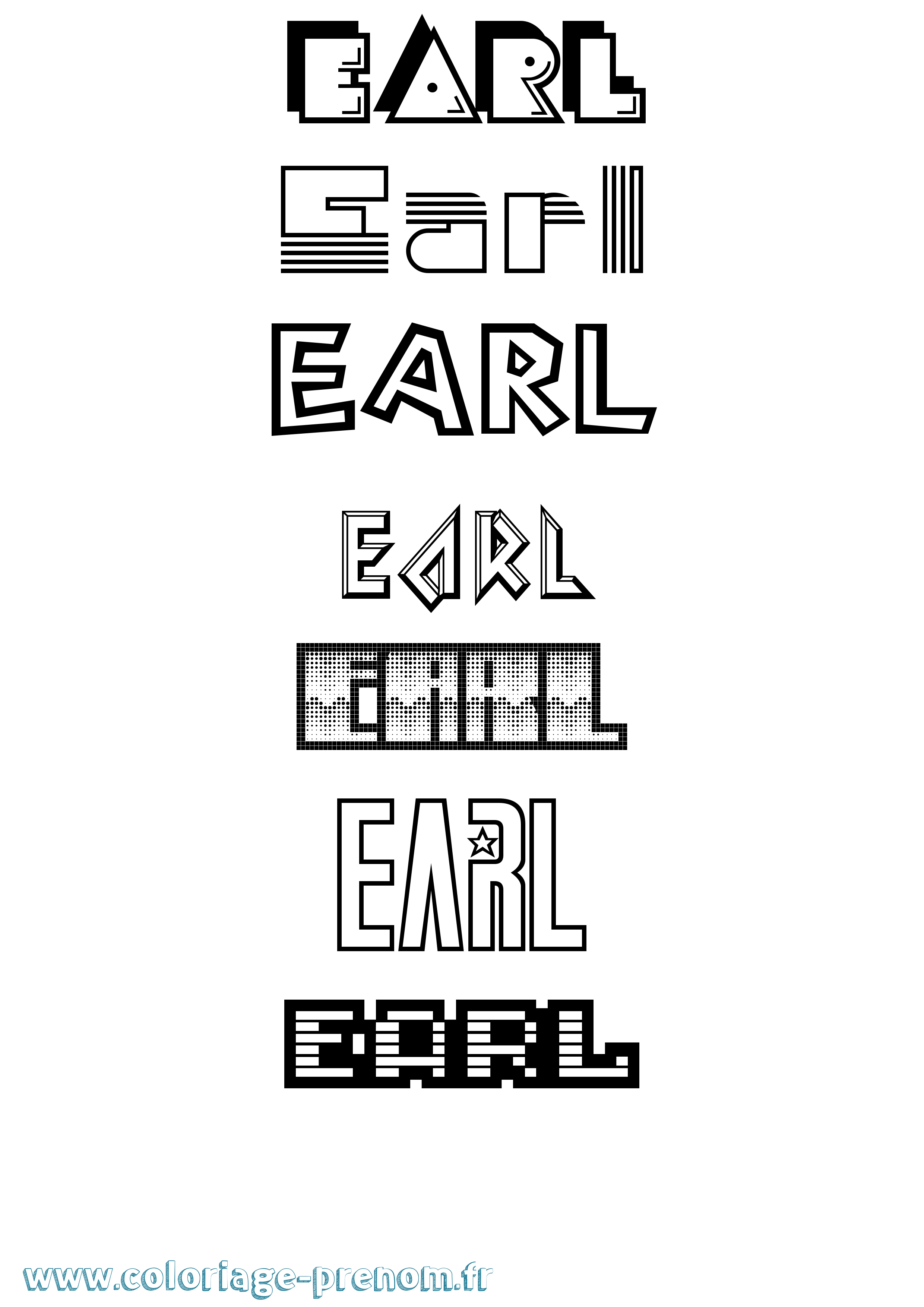 Coloriage prénom Earl Jeux Vidéos