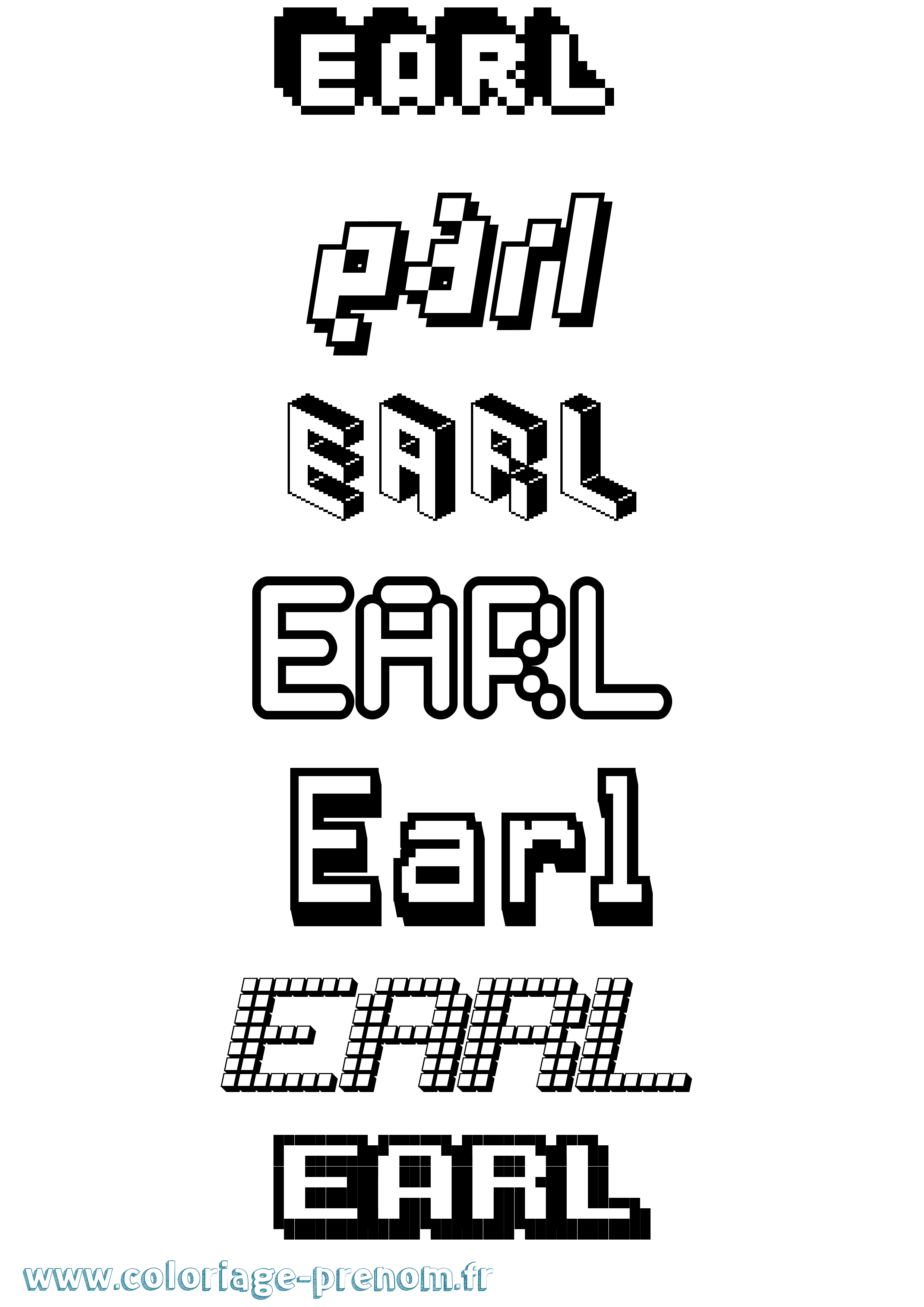 Coloriage prénom Earl Pixel