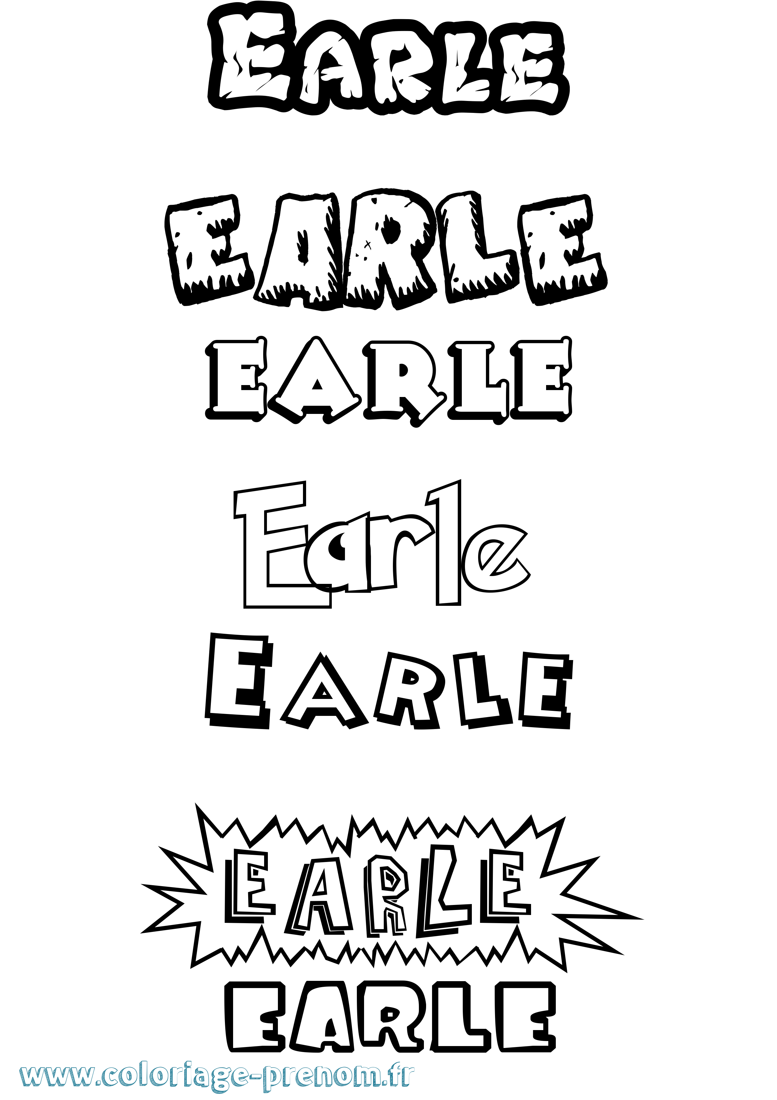 Coloriage Earle Dessin Animé Coloriage prénom Earle Dessin Animé