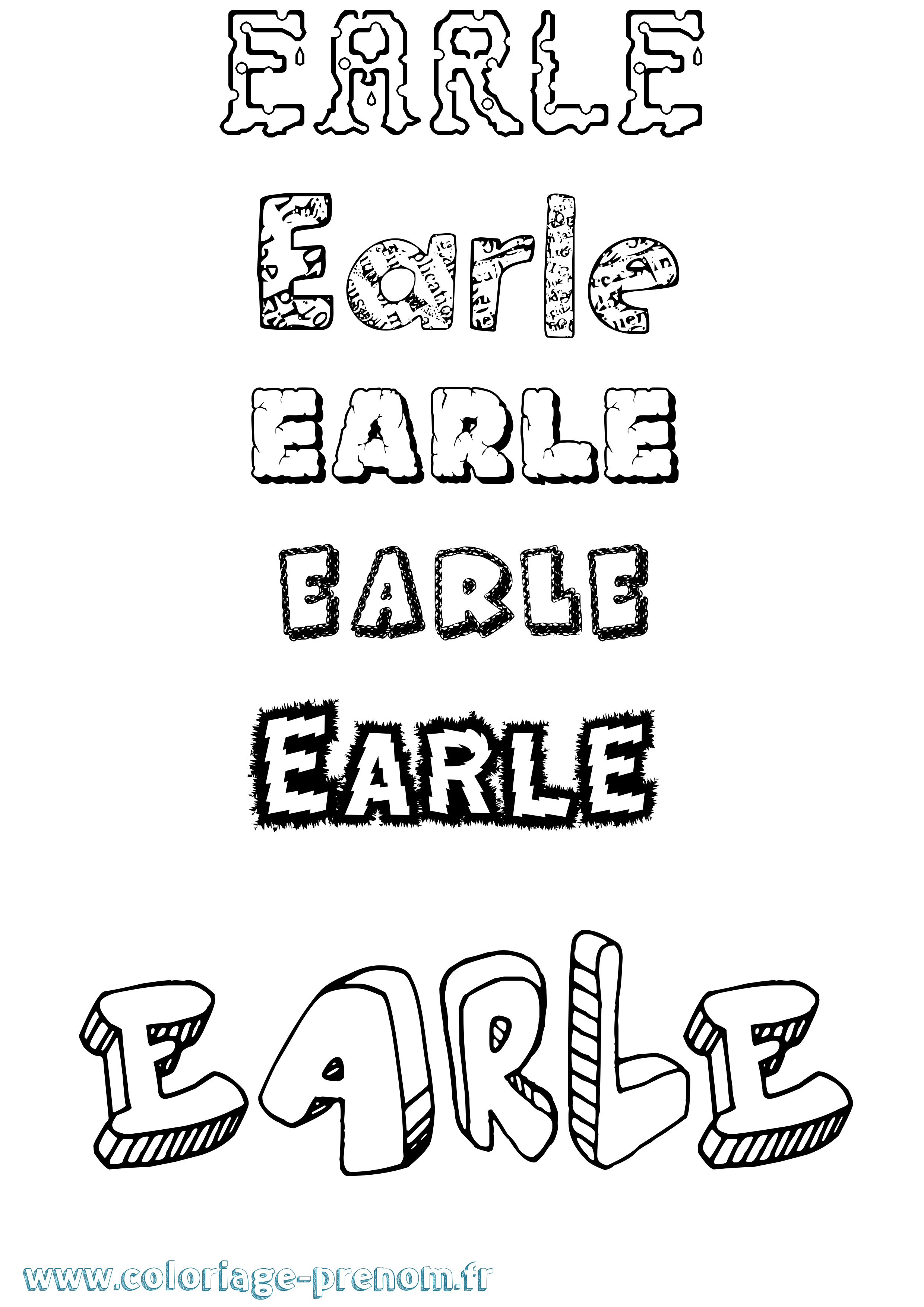 Coloriage Earle Destructuré Coloriage prénom Earle Destructuré