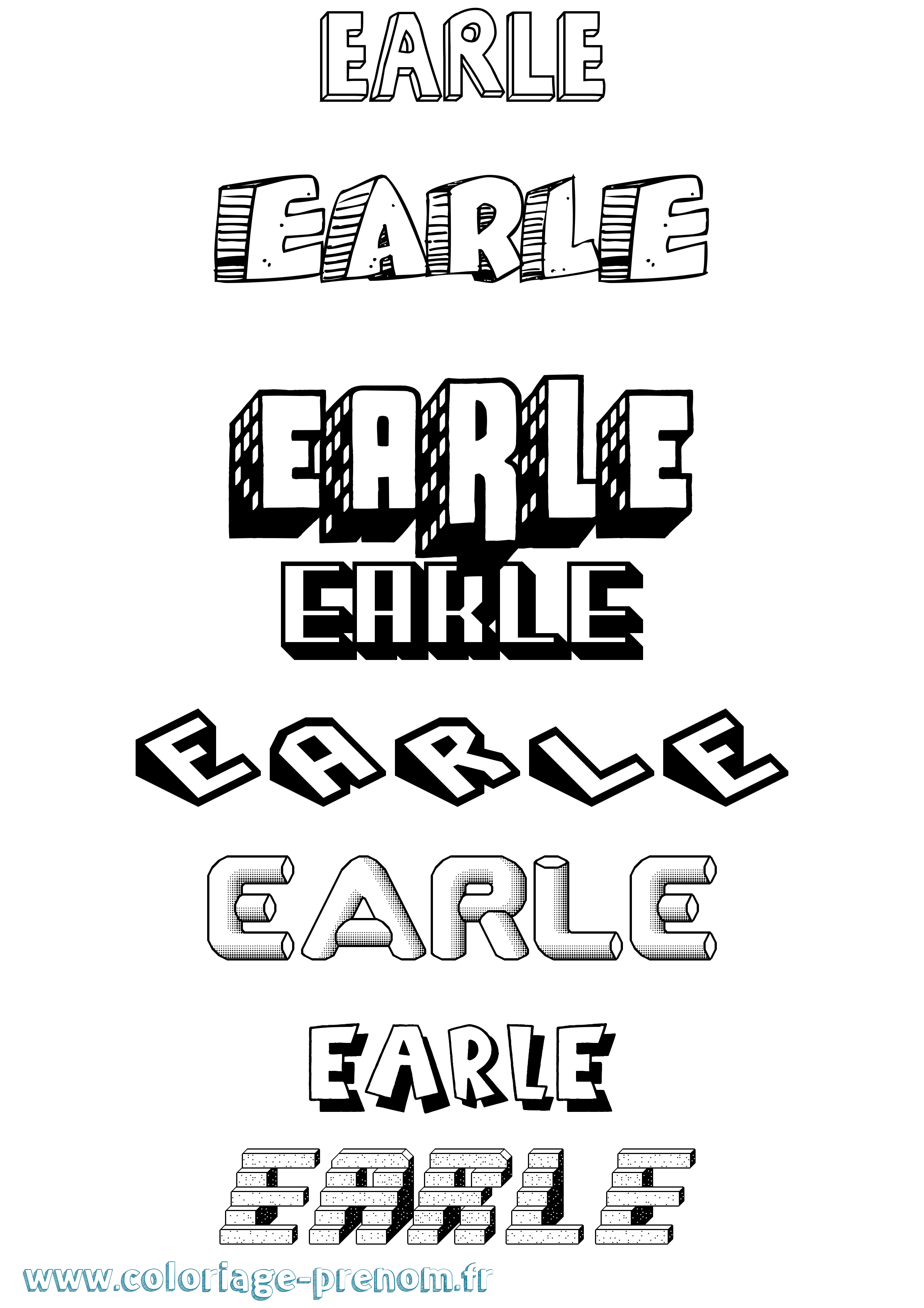 Coloriage Earle Effet 3D Coloriage prénom Earle Effet 3D