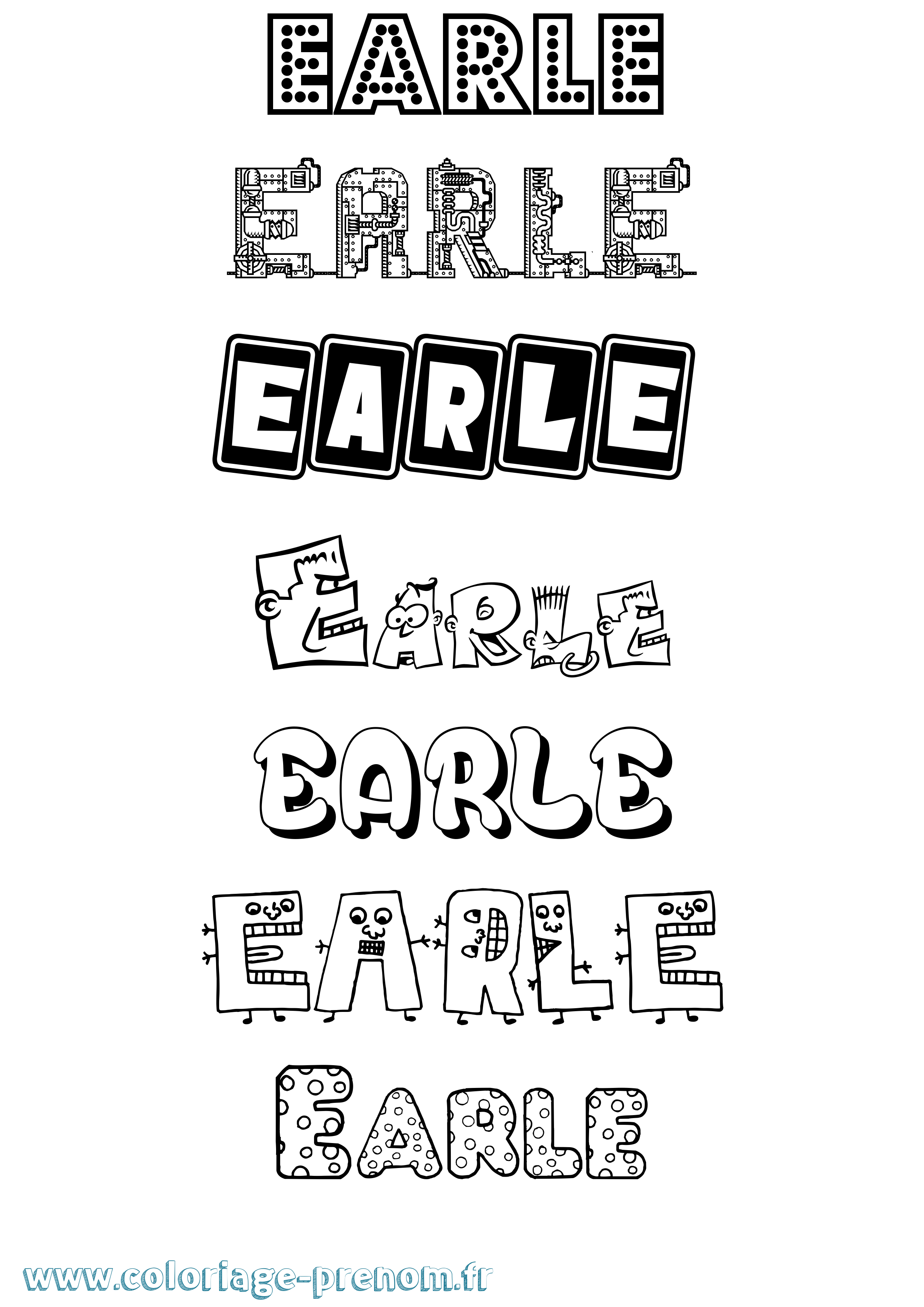 Coloriage Earle Fun Coloriage prénom Earle Fun