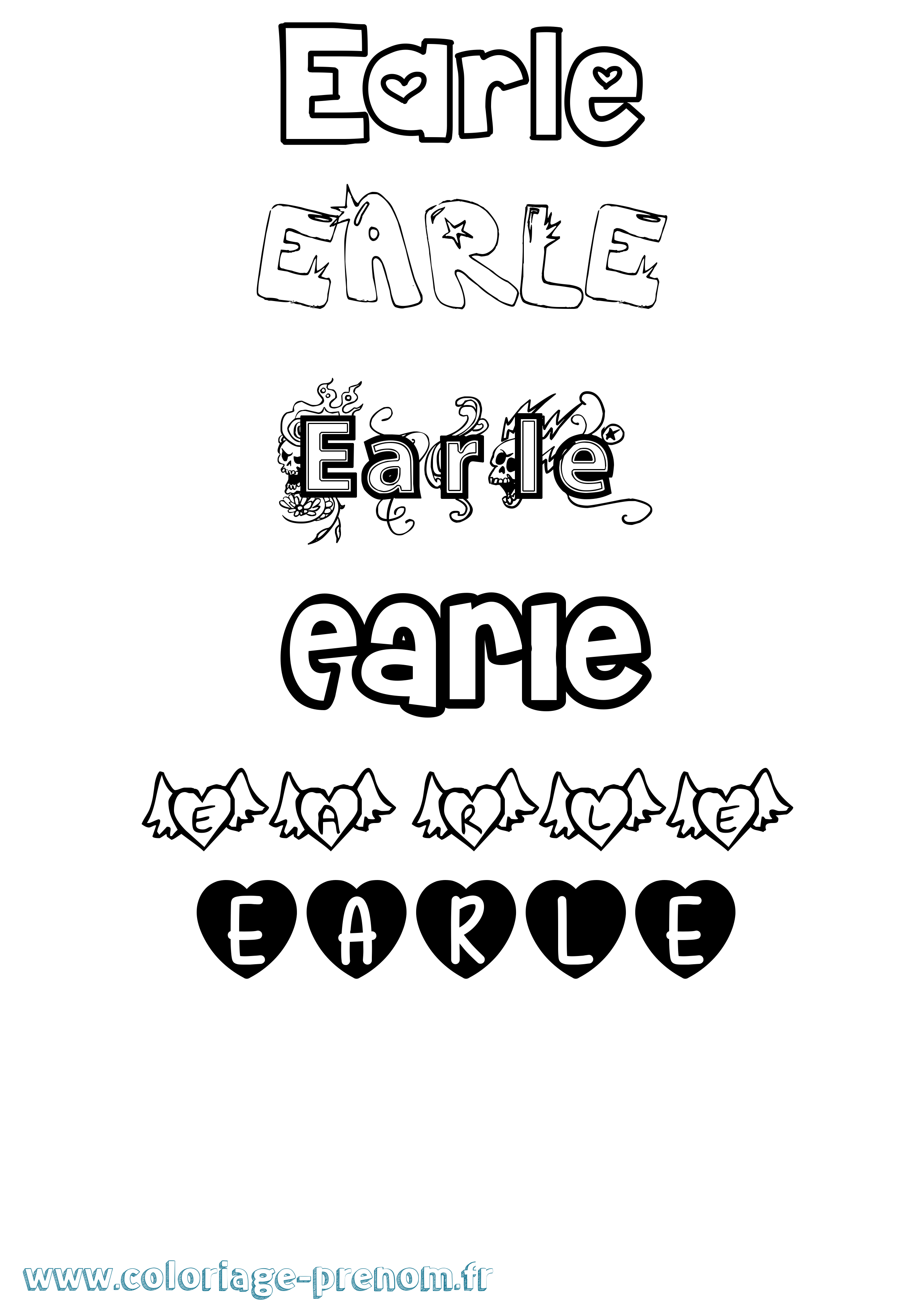 Coloriage Earle Girly Coloriage prénom Earle Girly