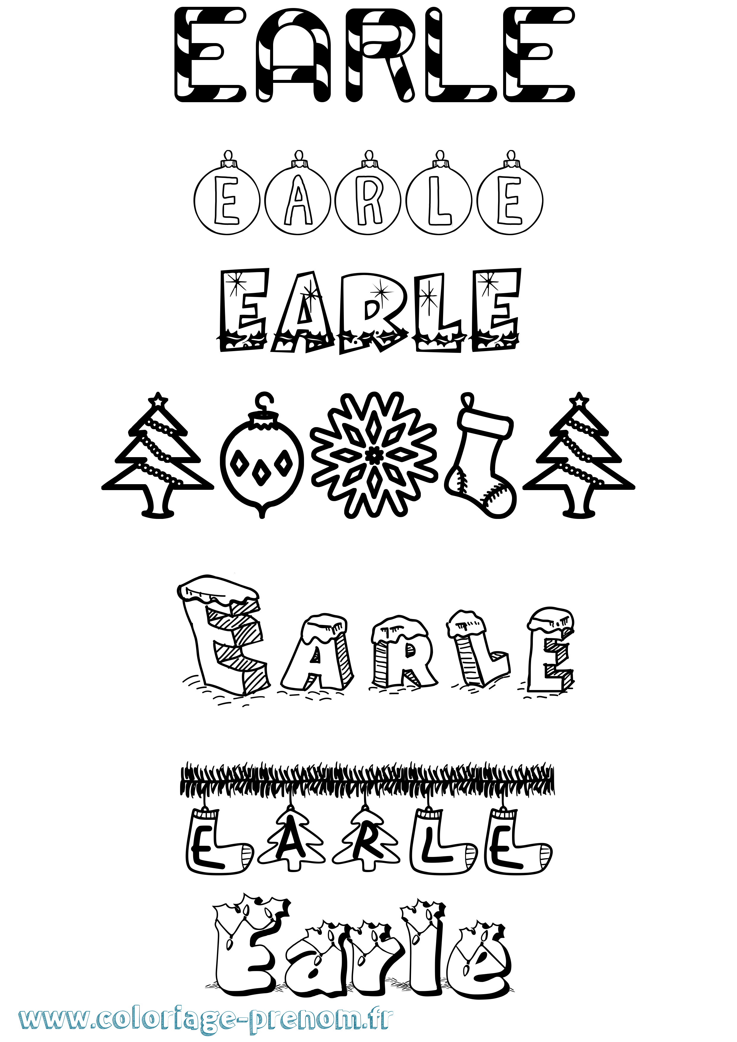 Coloriage Earle Noël Coloriage prénom Earle Noël