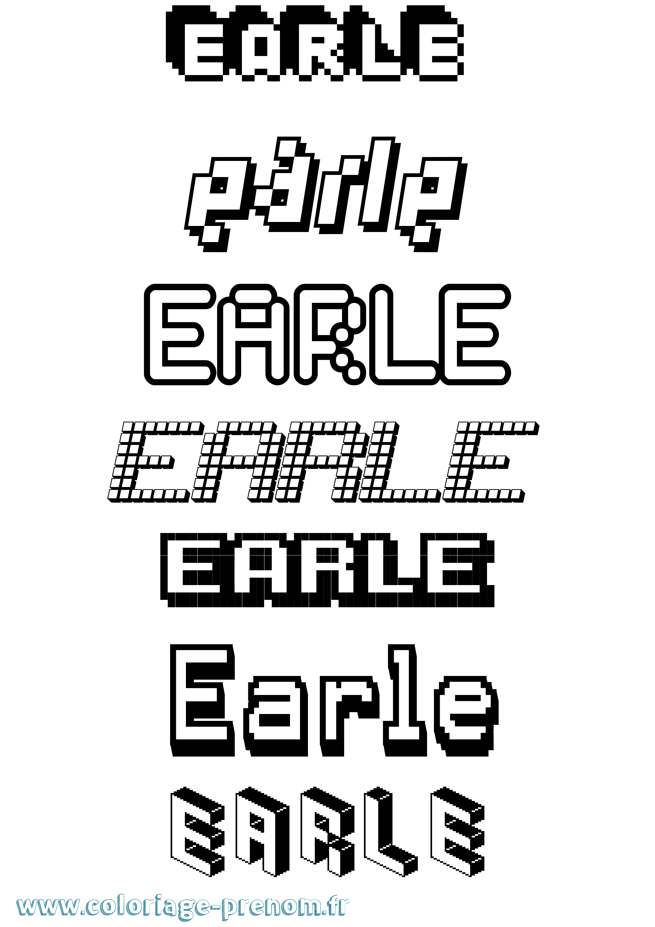 Coloriage Earle Pixel Coloriage prénom Earle Pixel