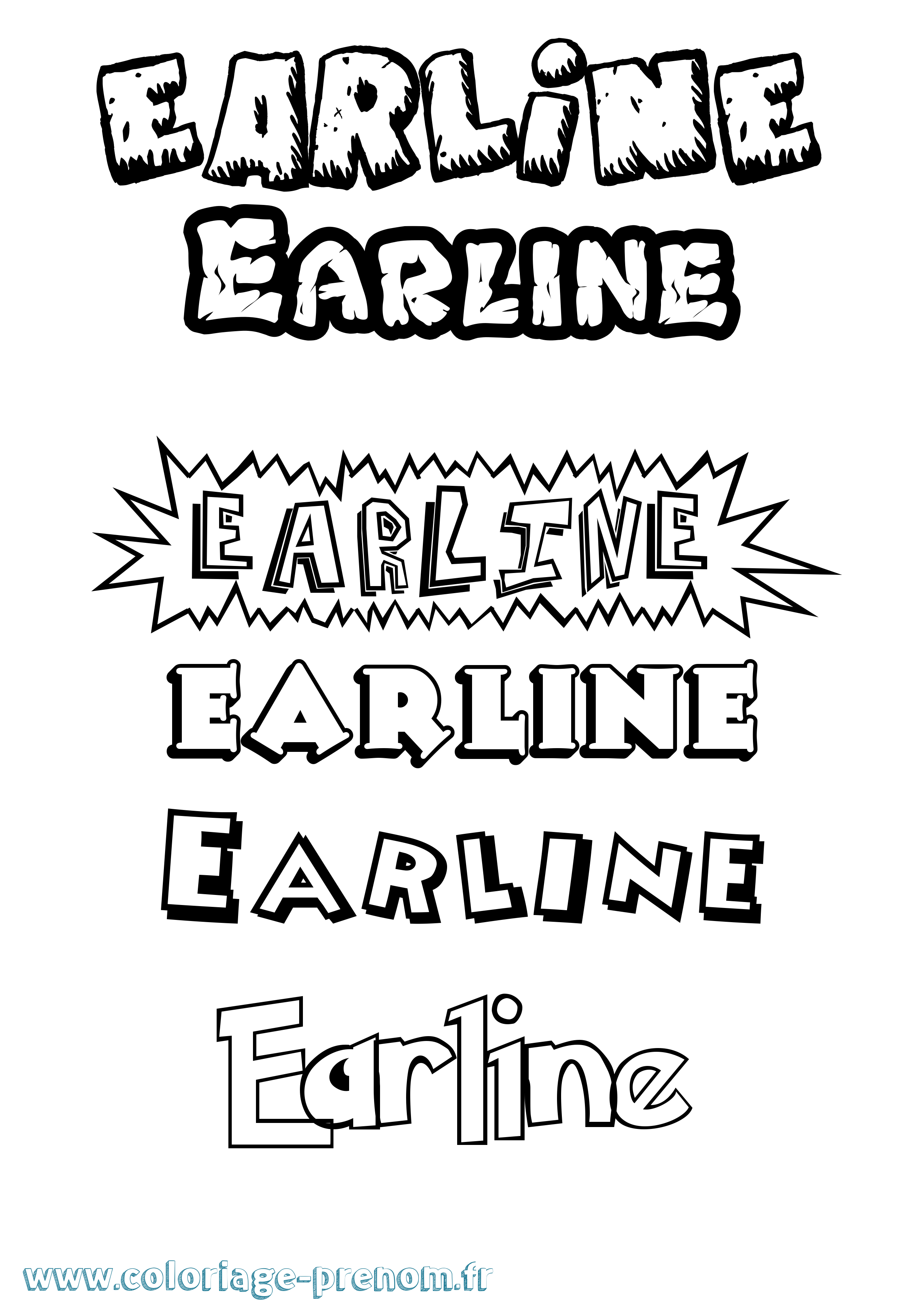Coloriage Earline Dessin Animé Coloriage prénom Earline Dessin Animé