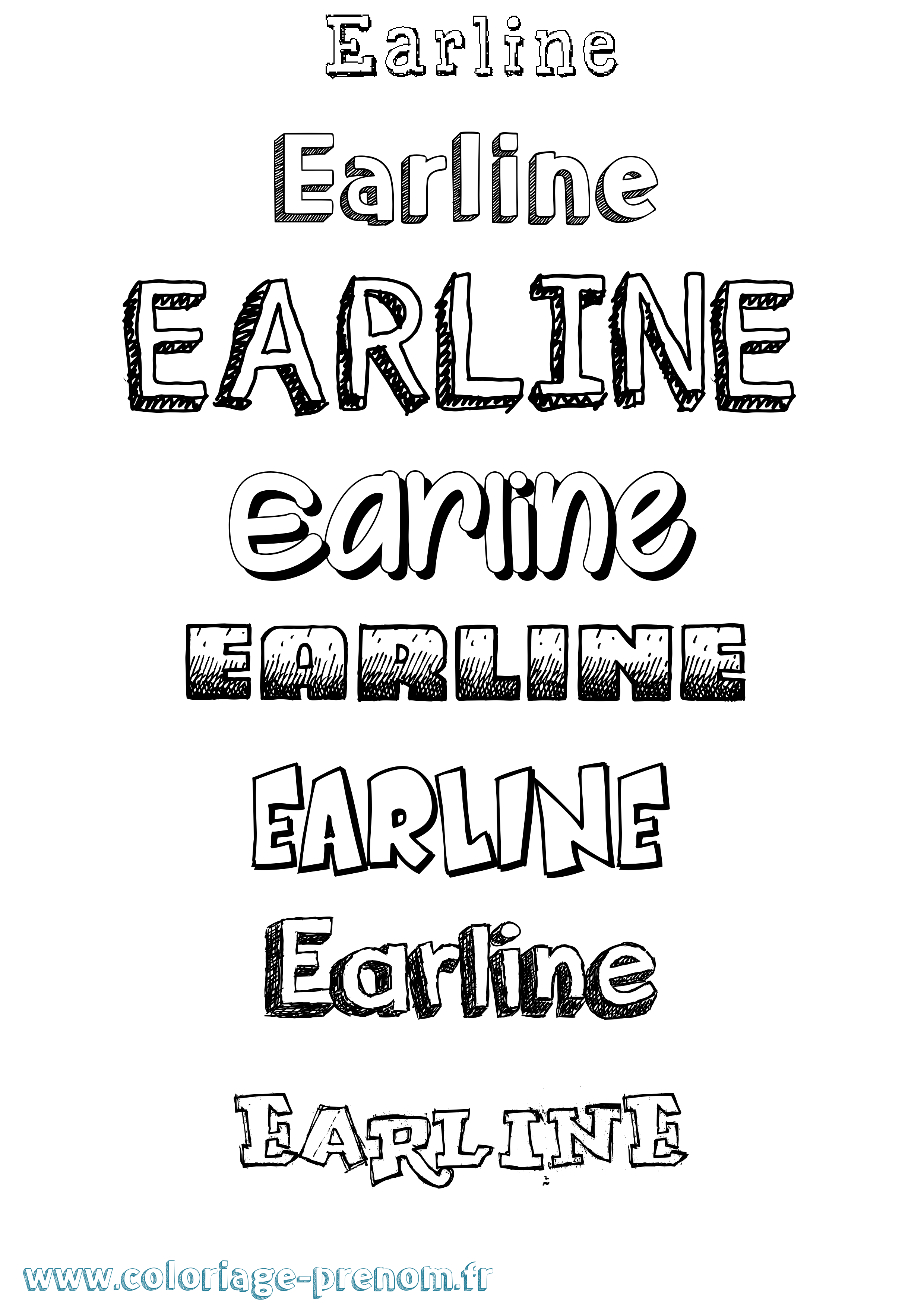 Coloriage Earline Dessiné Coloriage prénom Earline Dessiné