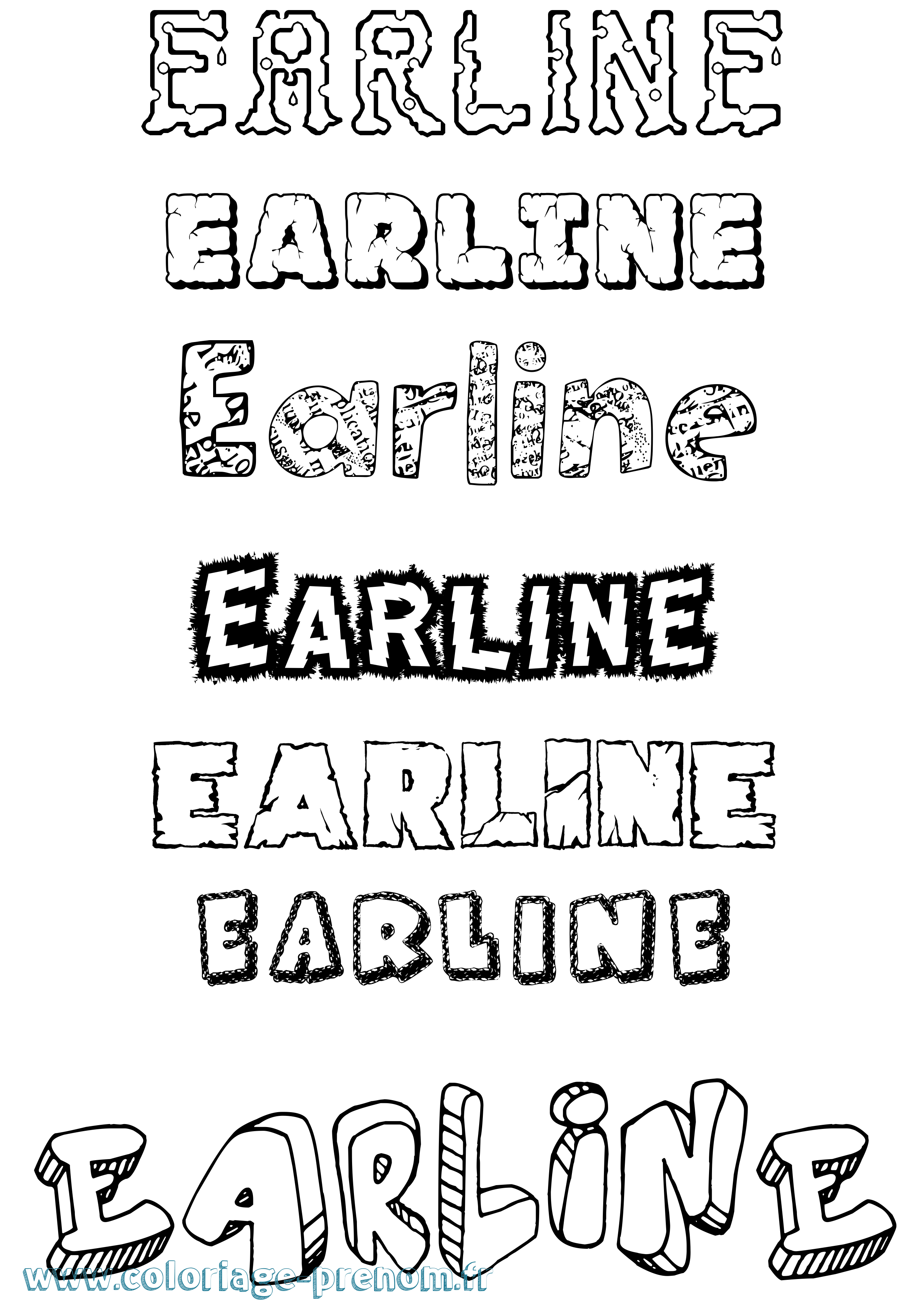 Coloriage Earline Destructuré Coloriage prénom Earline Destructuré