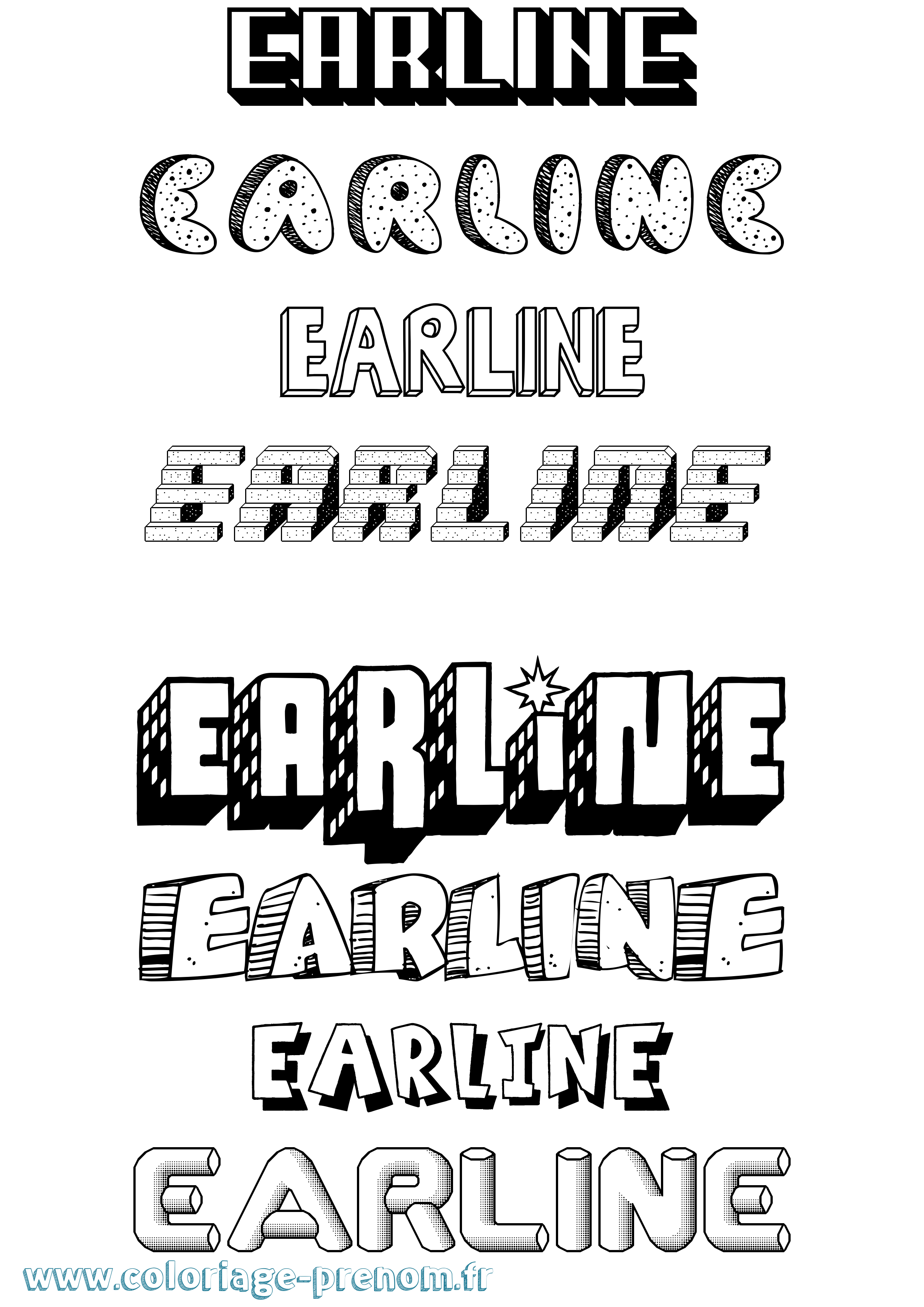 Coloriage Earline Effet 3D Coloriage prénom Earline Effet 3D