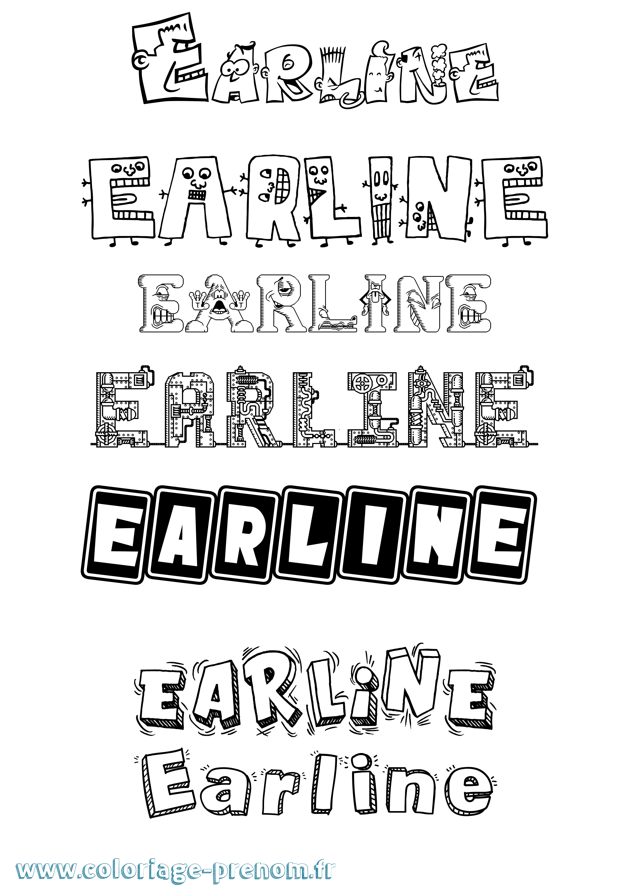 Coloriage Earline Fun Coloriage prénom Earline Fun
