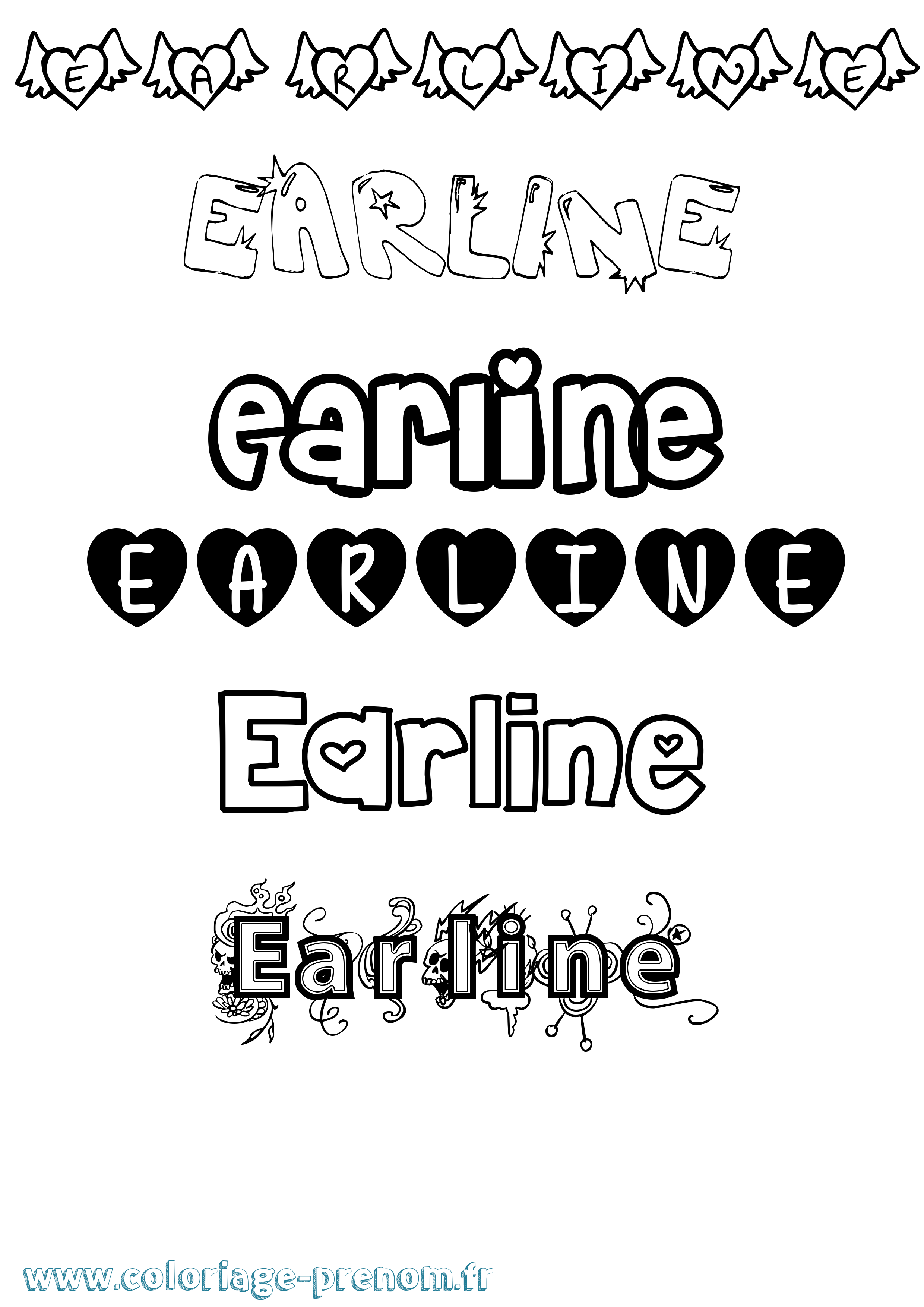 Coloriage Earline Girly Coloriage prénom Earline Girly