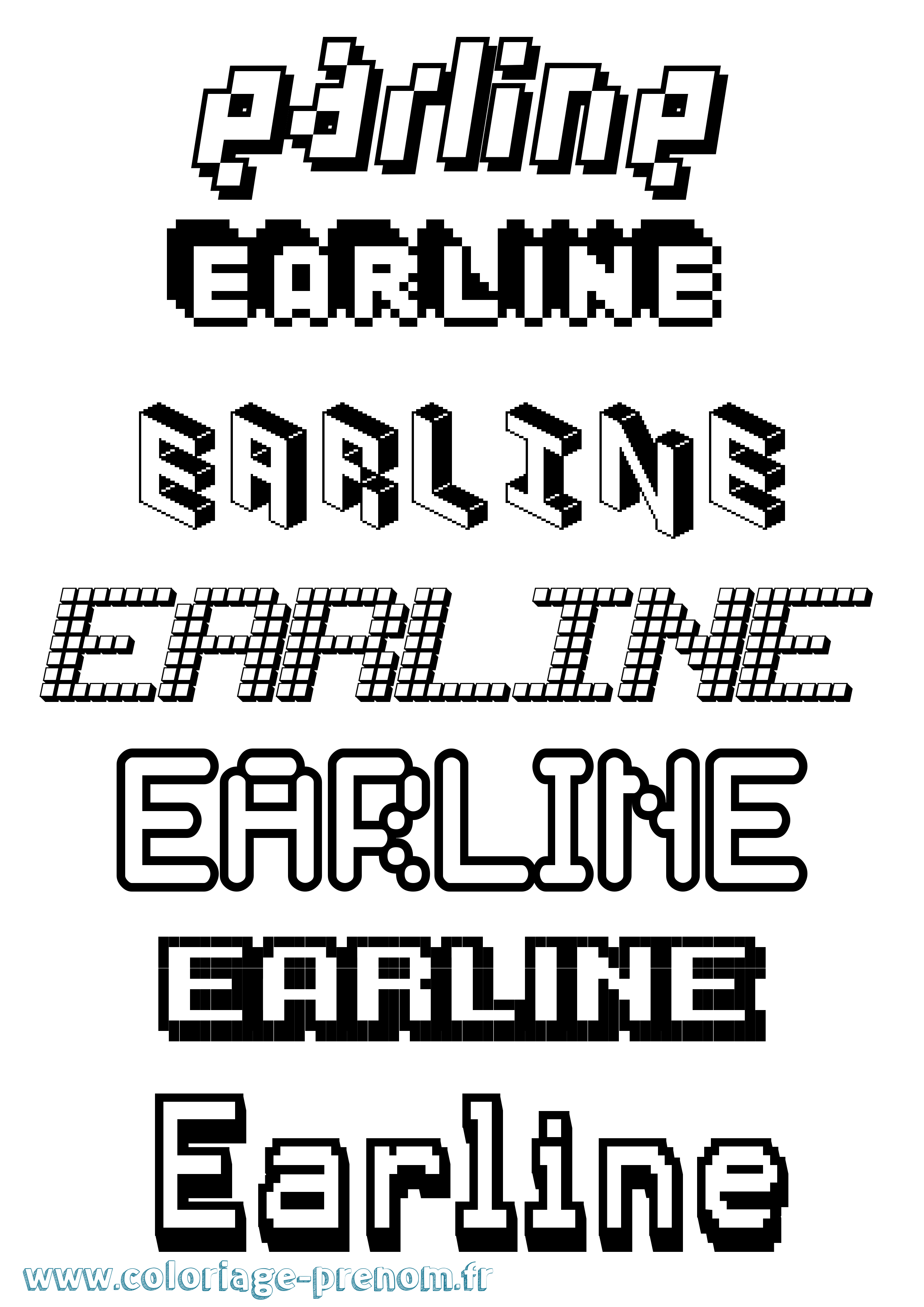 Coloriage Earline Pixel Coloriage prénom Earline Pixel