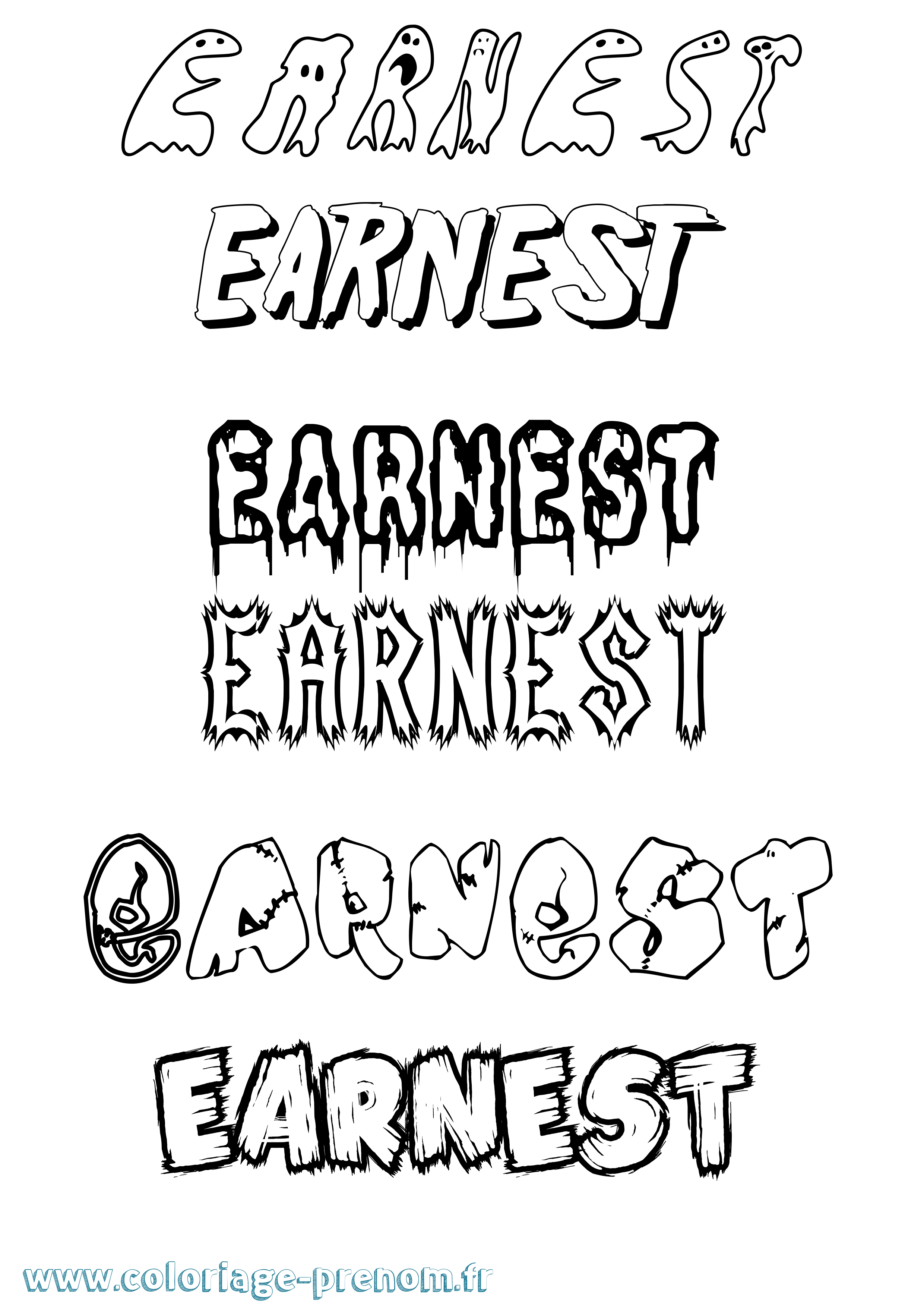 Coloriage prénom Earnest Frisson