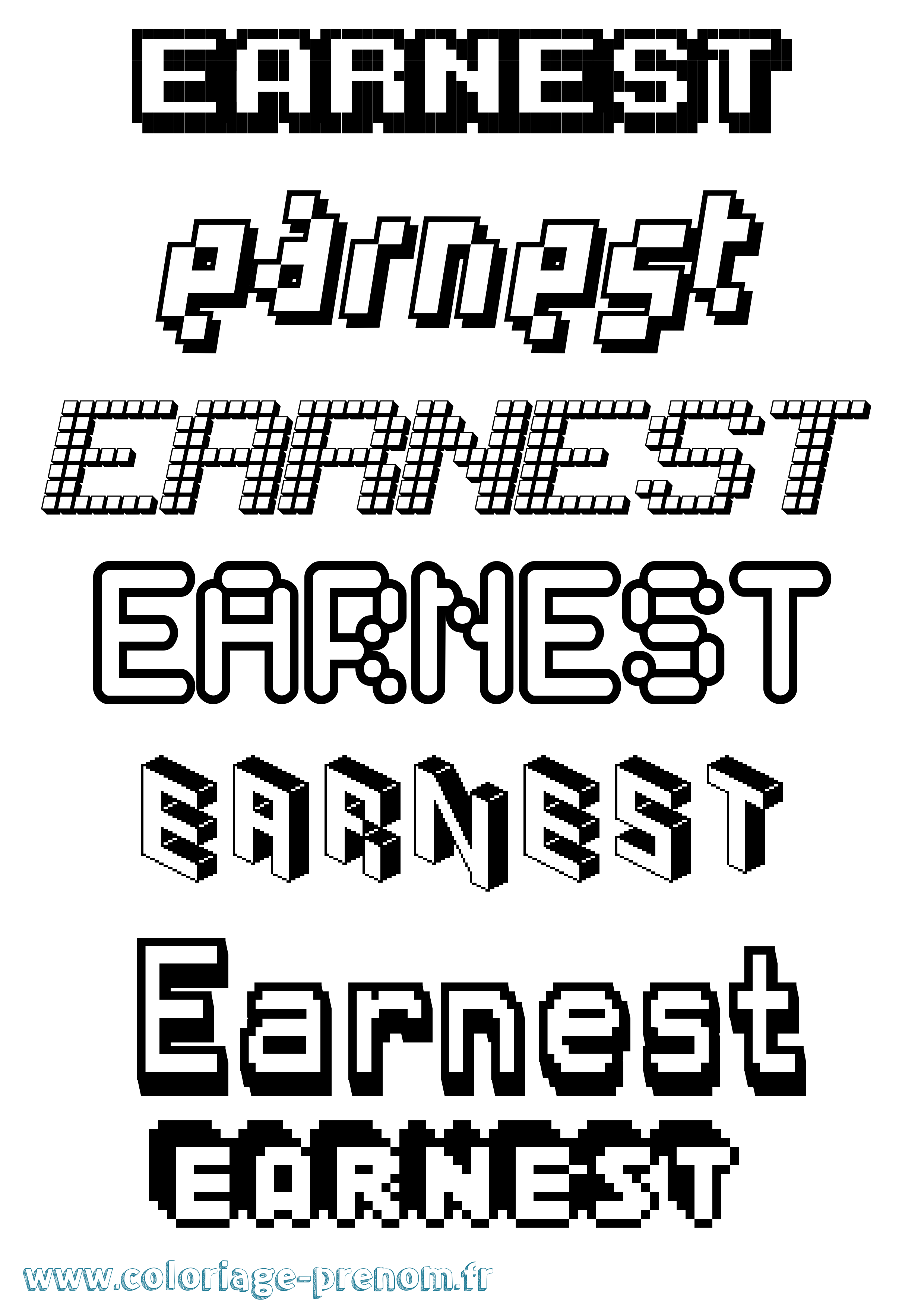 Coloriage prénom Earnest Pixel