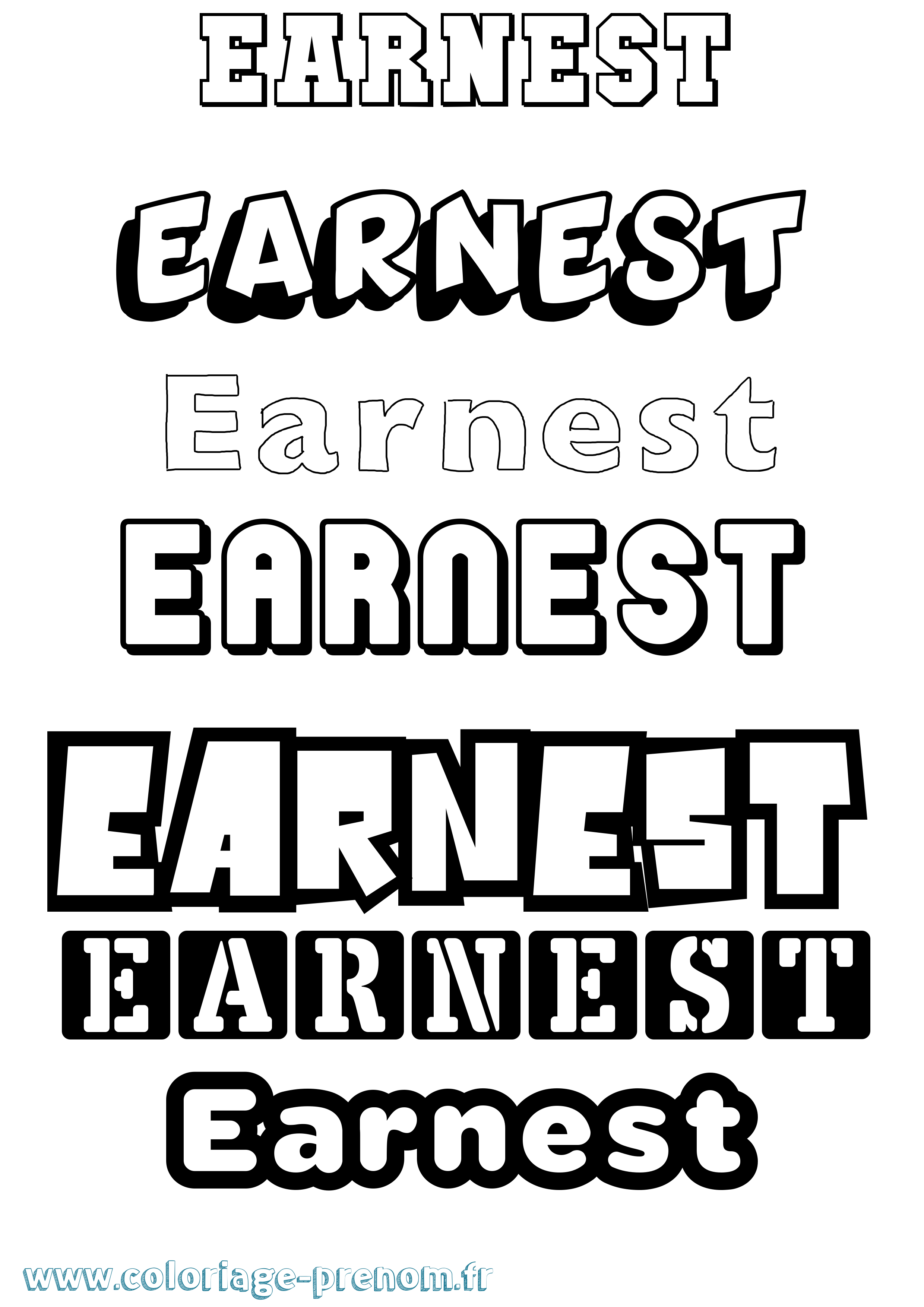 Coloriage prénom Earnest Simple