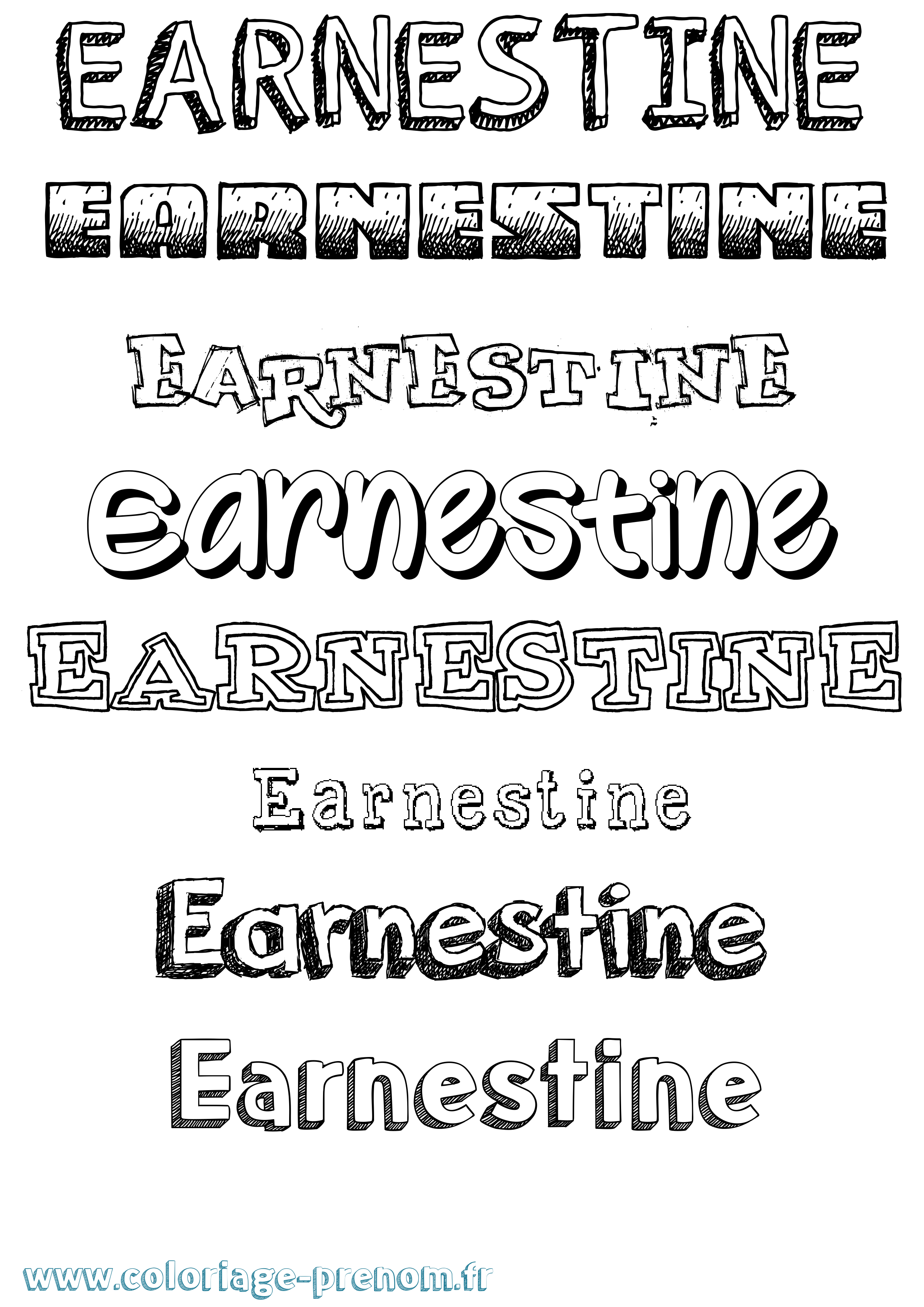Coloriage prénom Earnestine Dessiné