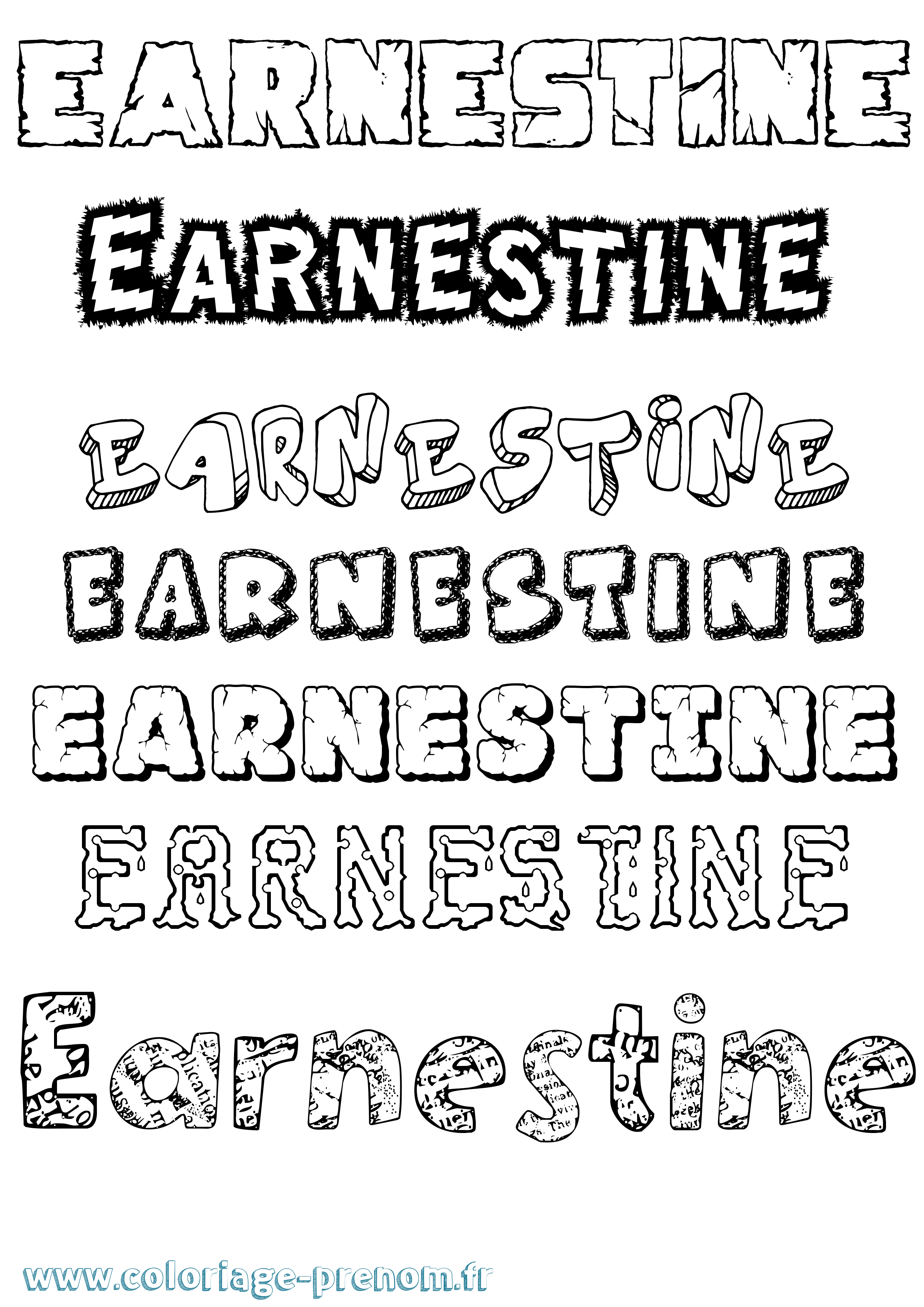 Coloriage prénom Earnestine Destructuré