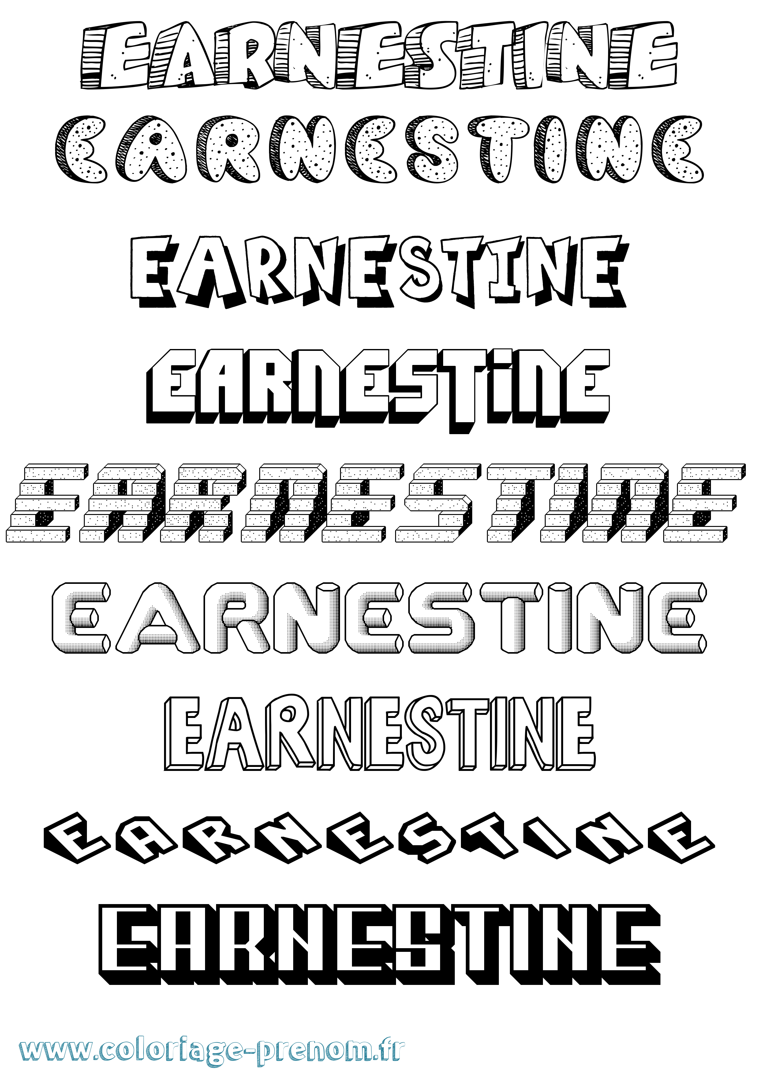 Coloriage prénom Earnestine Effet 3D