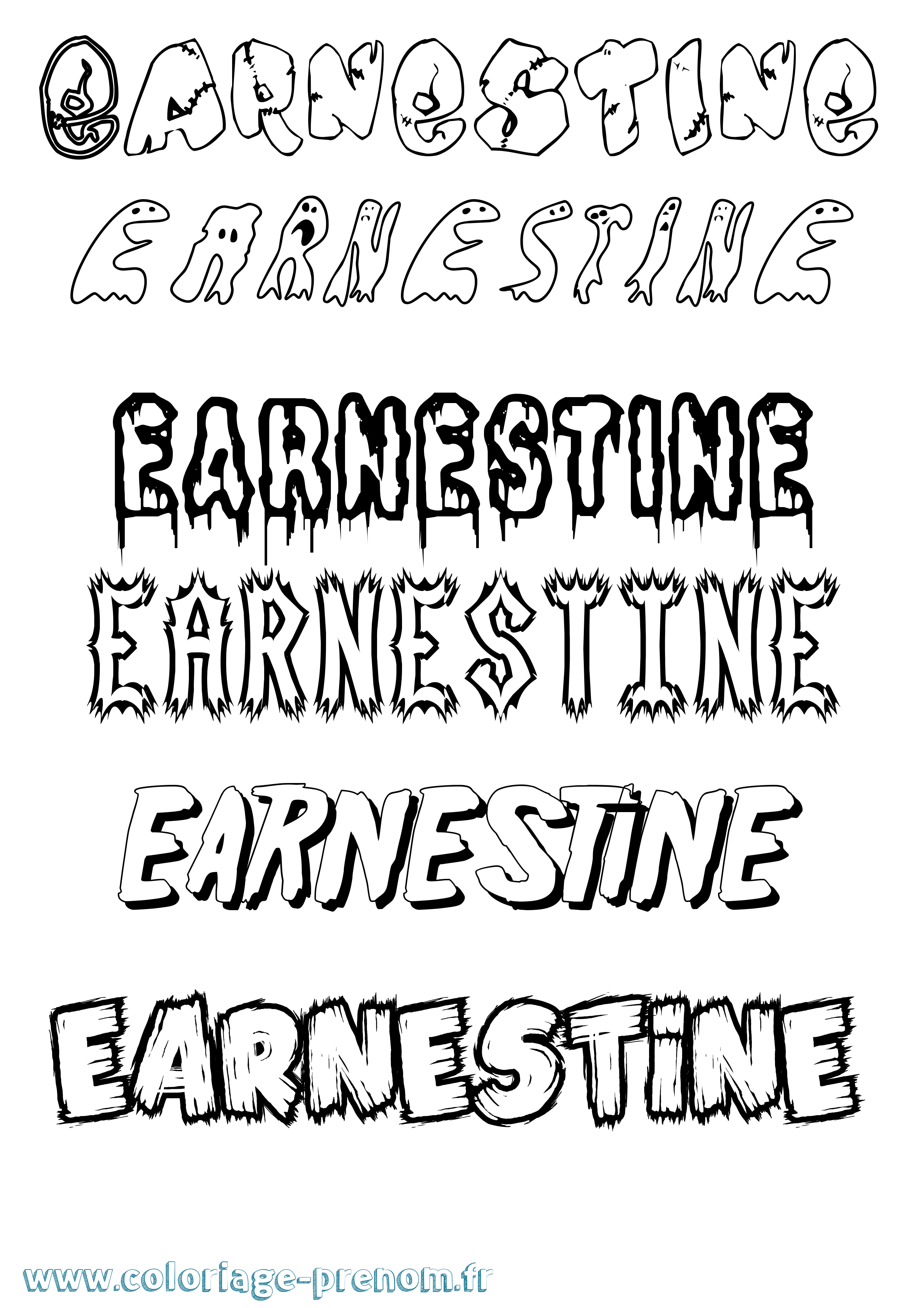 Coloriage prénom Earnestine Frisson