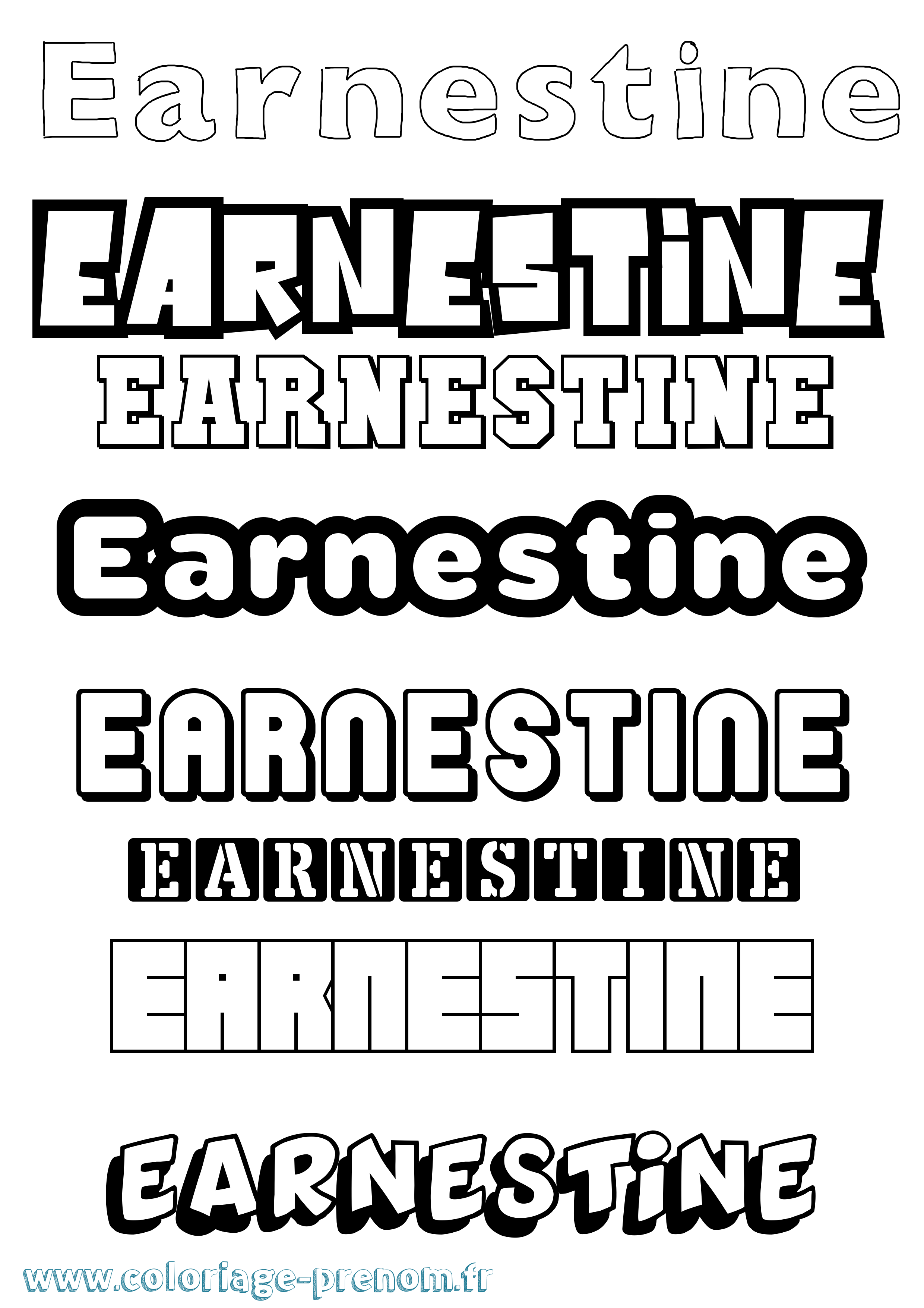 Coloriage prénom Earnestine Simple