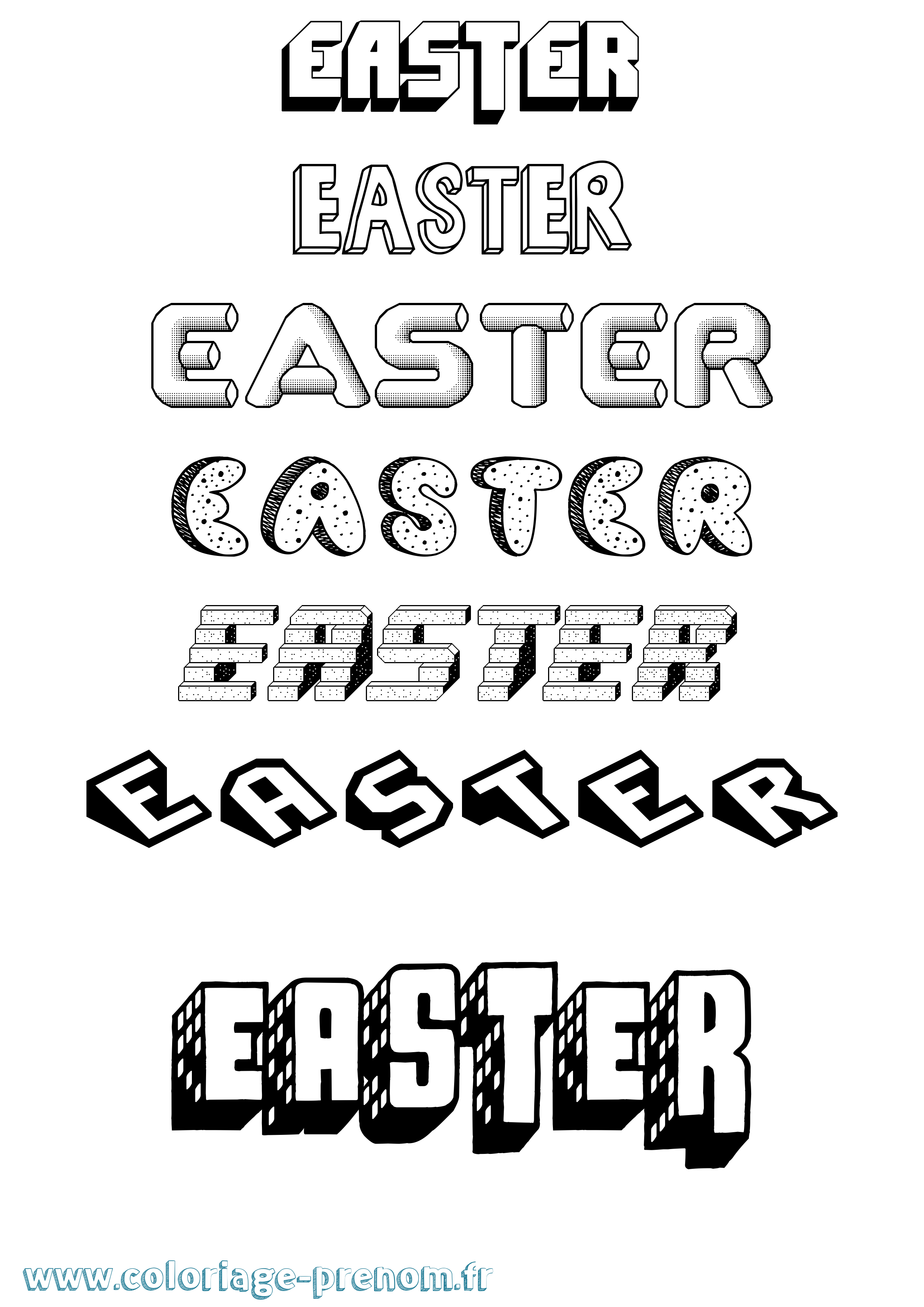 Coloriage Easter Effet 3D Coloriage prénom Easter Effet 3D