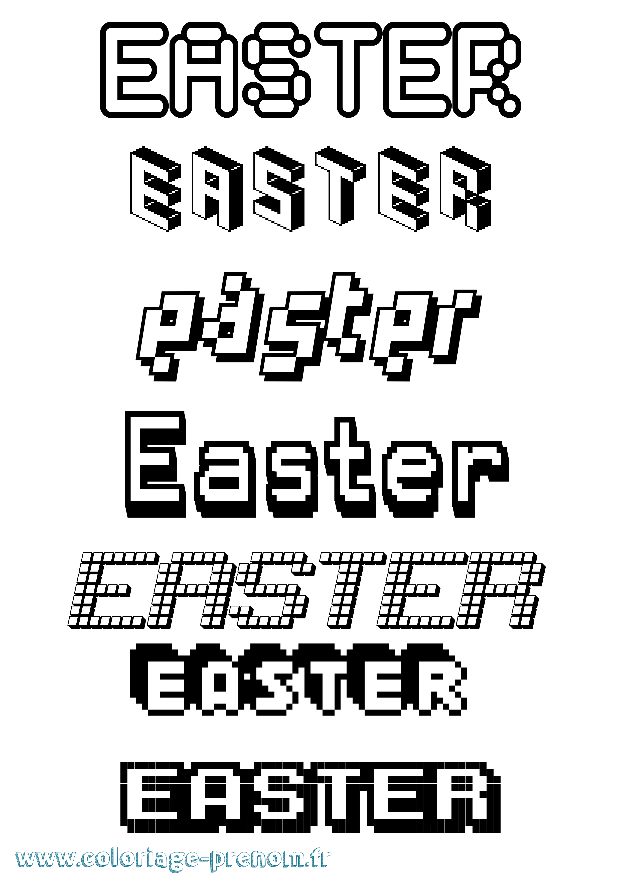 Coloriage Easter Pixel Coloriage prénom Easter Pixel