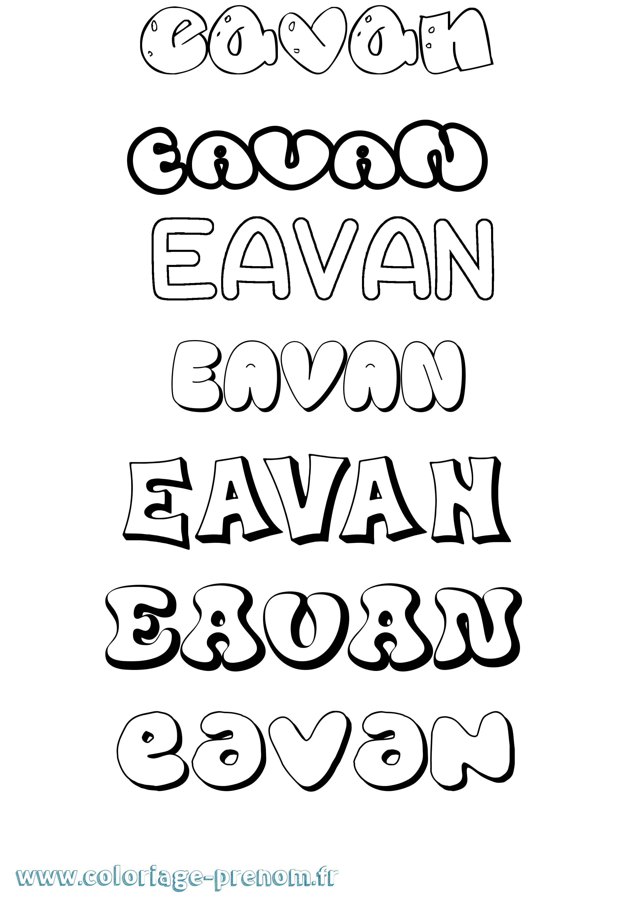 Coloriage prénom Eavan Bubble