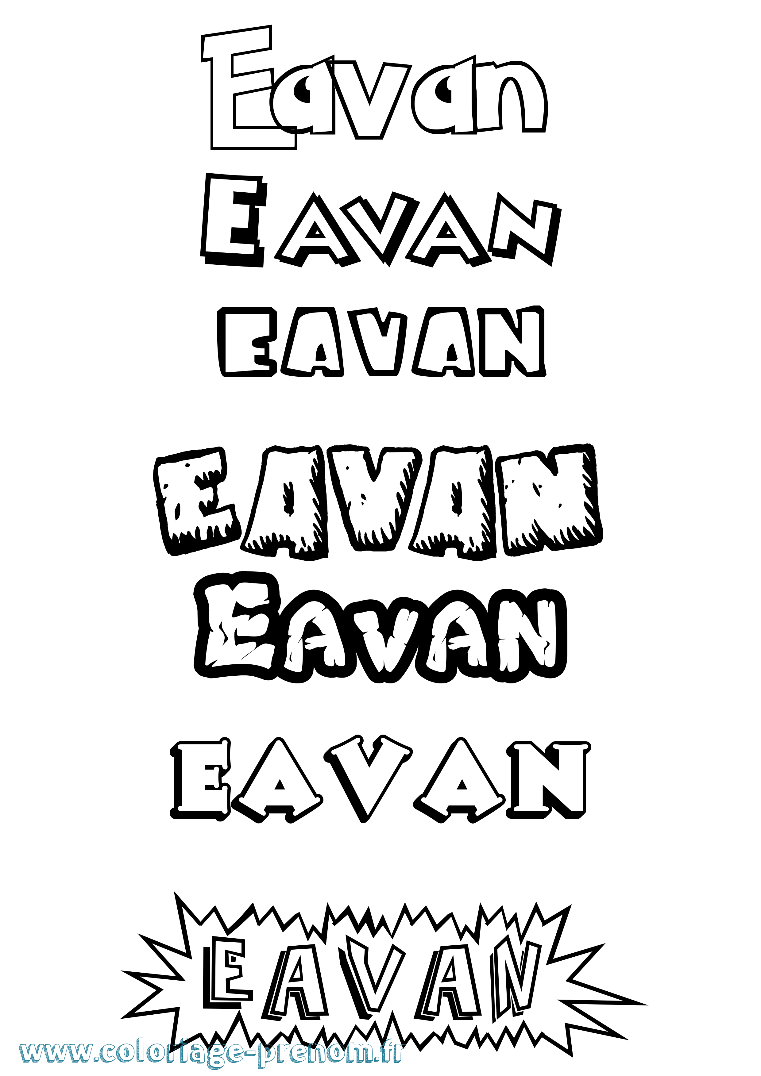 Coloriage prénom Eavan Dessin Animé