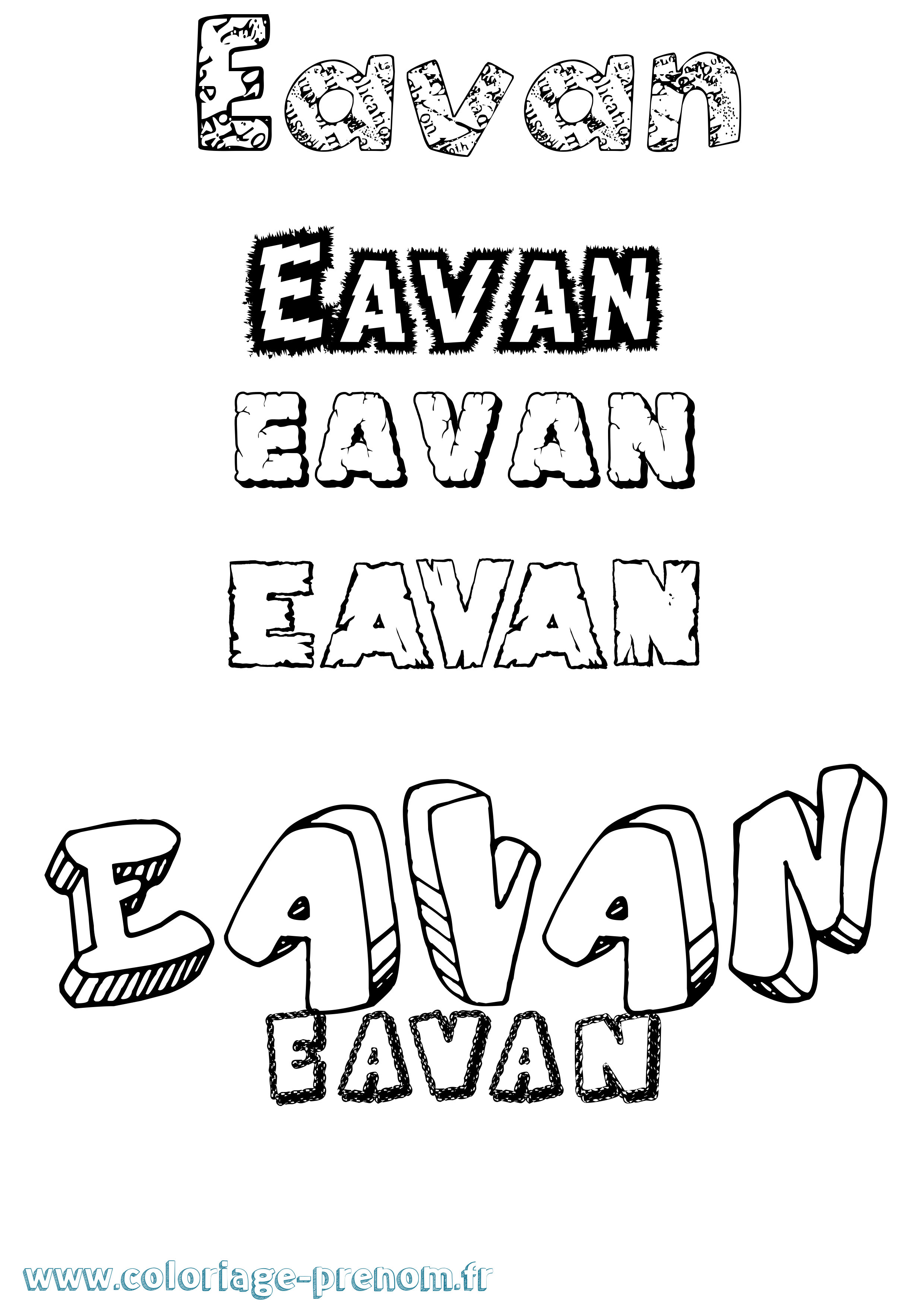 Coloriage prénom Eavan Destructuré