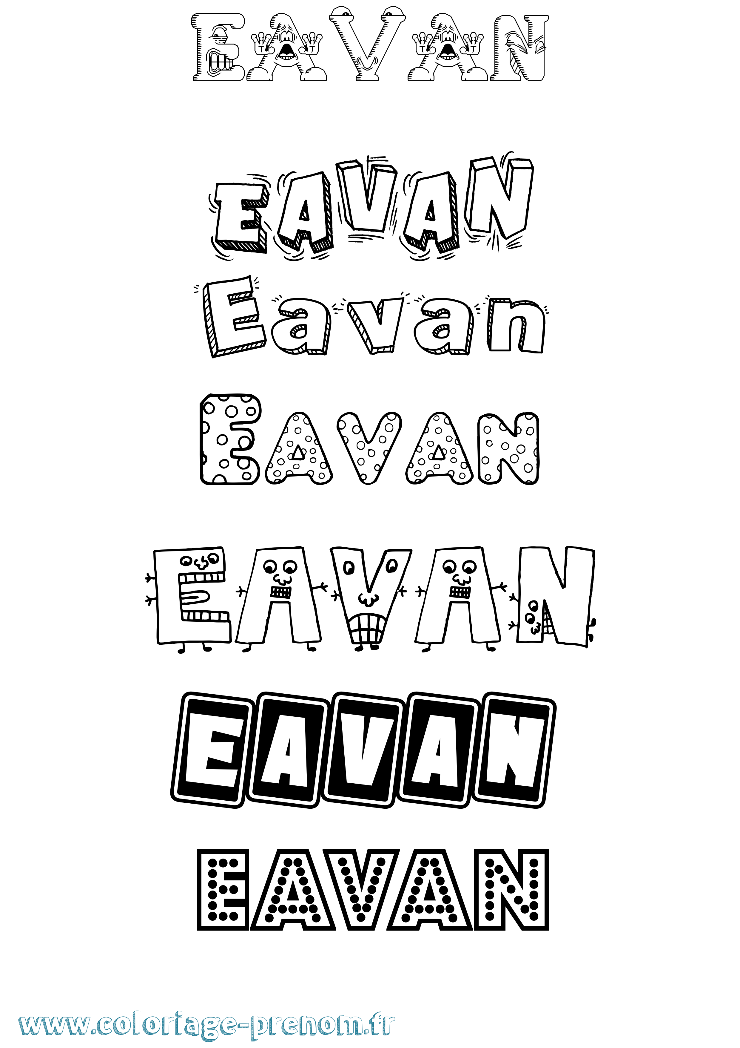 Coloriage prénom Eavan Fun
