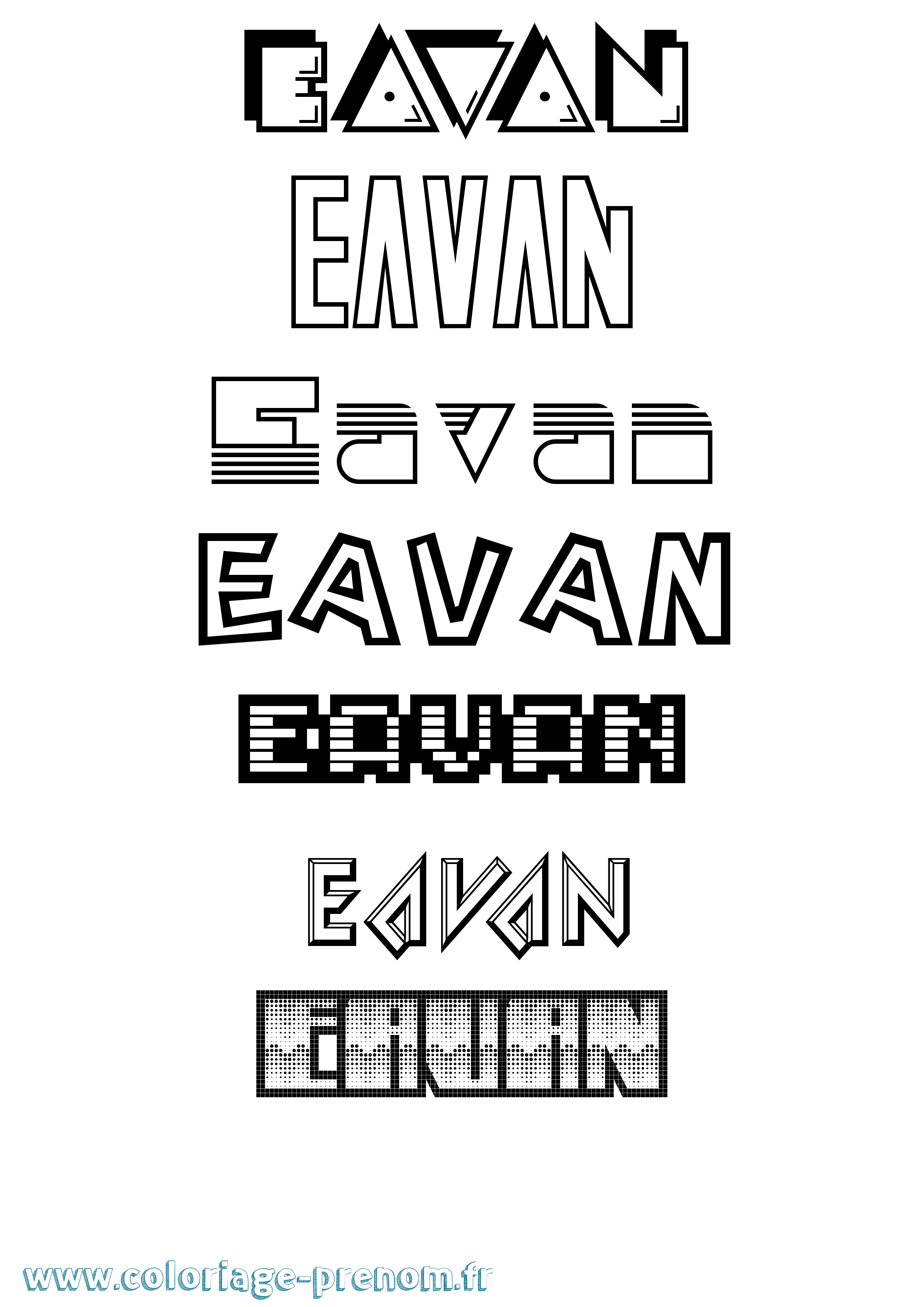 Coloriage prénom Eavan Jeux Vidéos