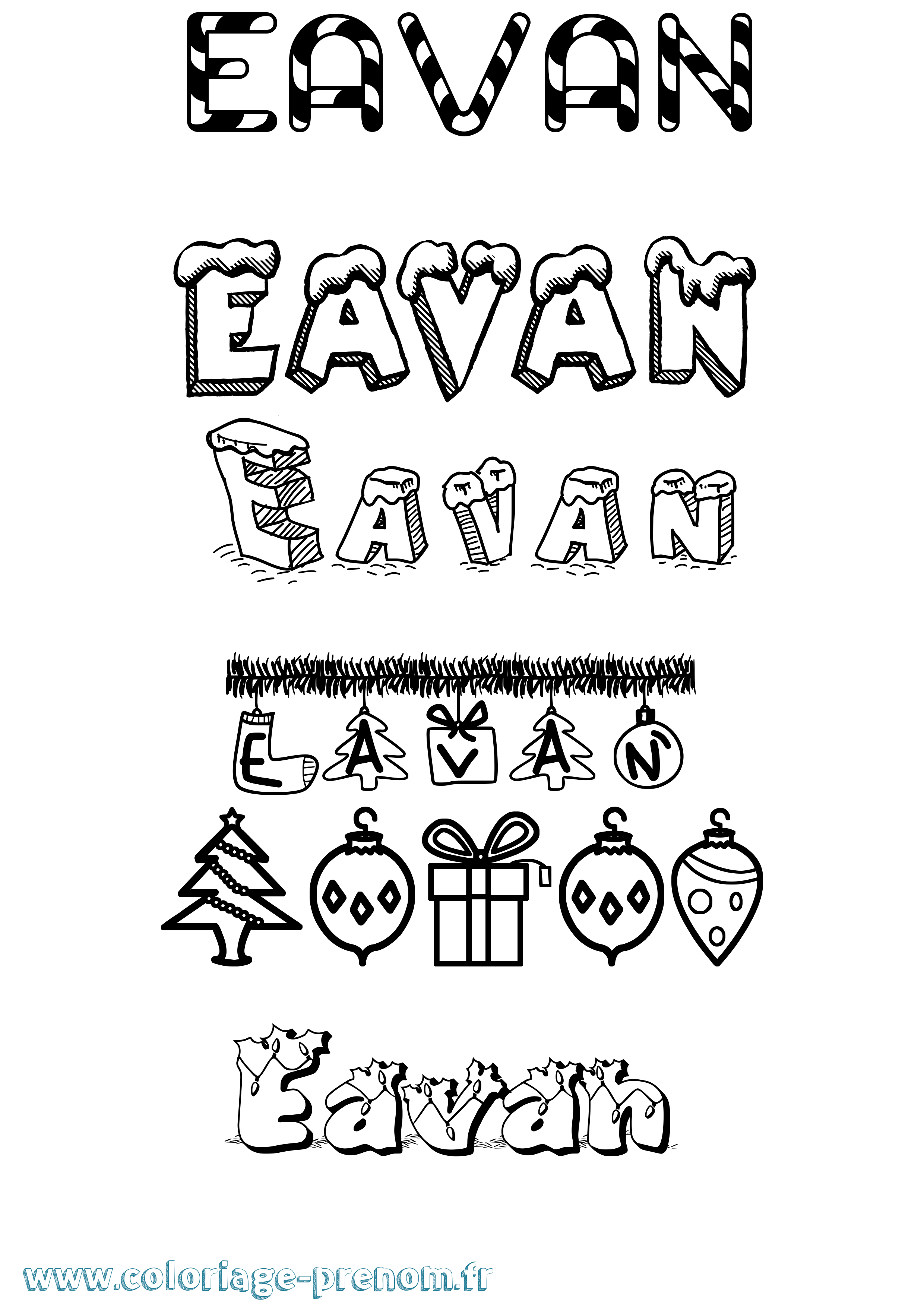 Coloriage prénom Eavan Noël