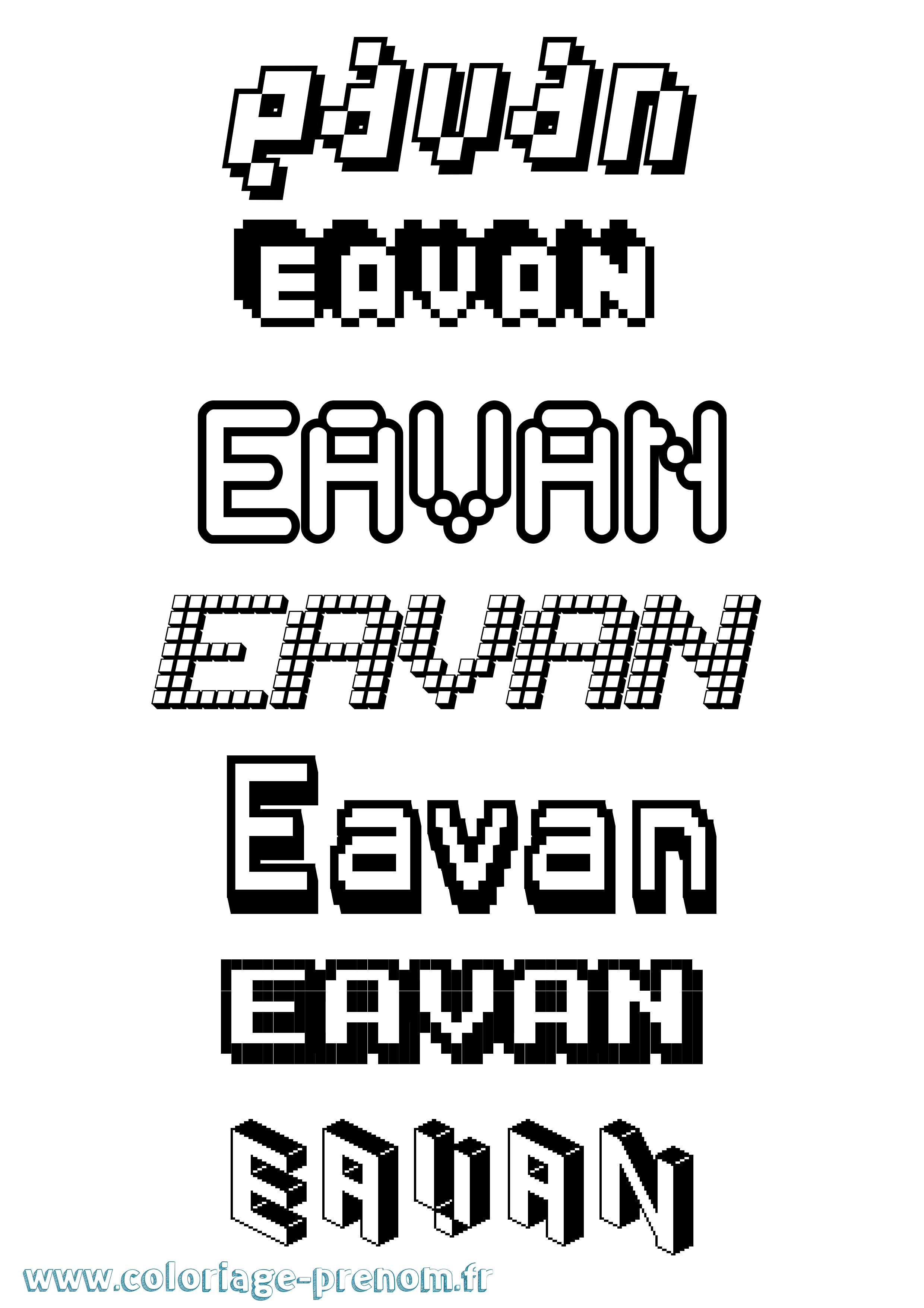 Coloriage prénom Eavan Pixel
