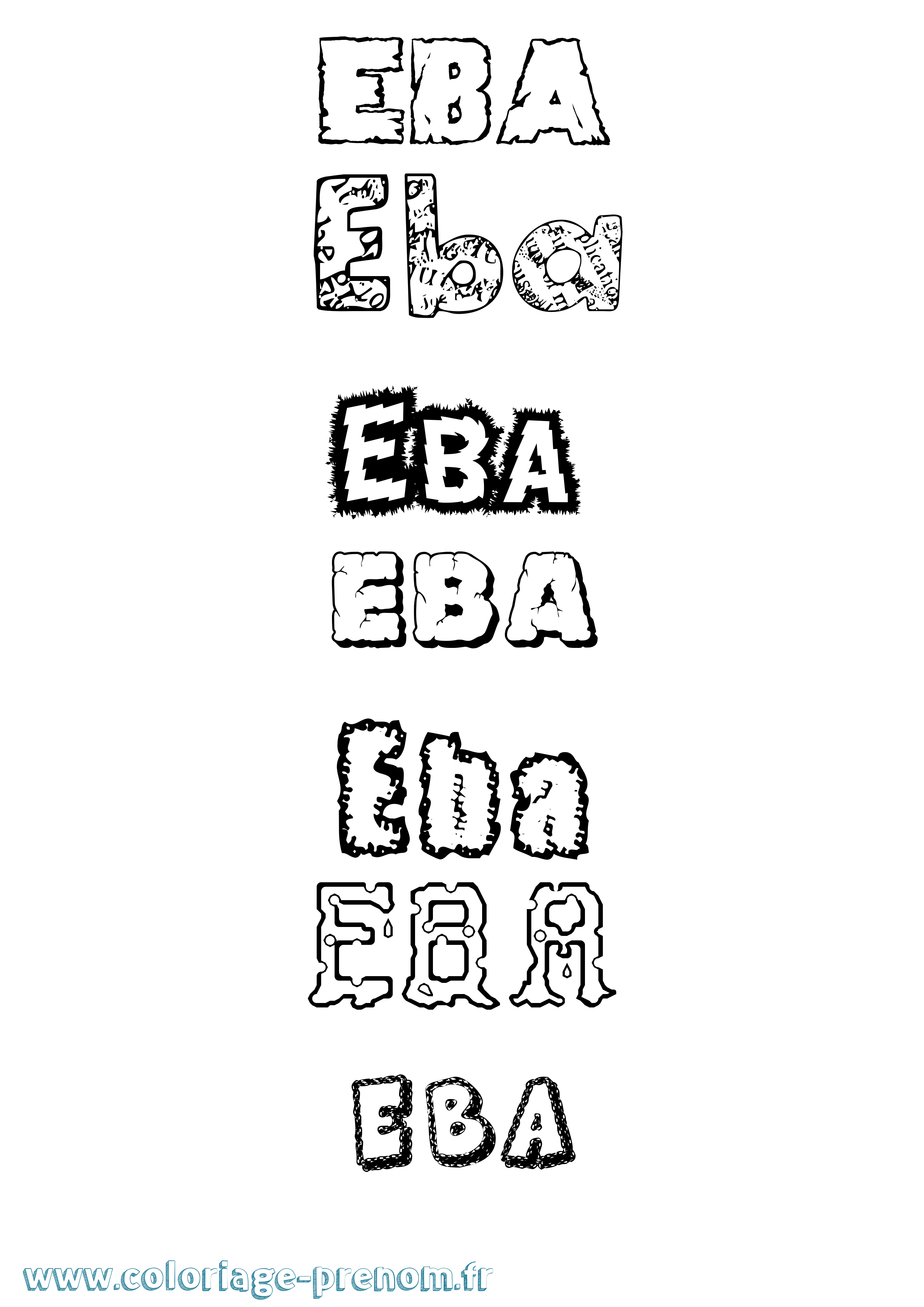 Coloriage Eba Destructuré Coloriage prénom Eba Destructuré