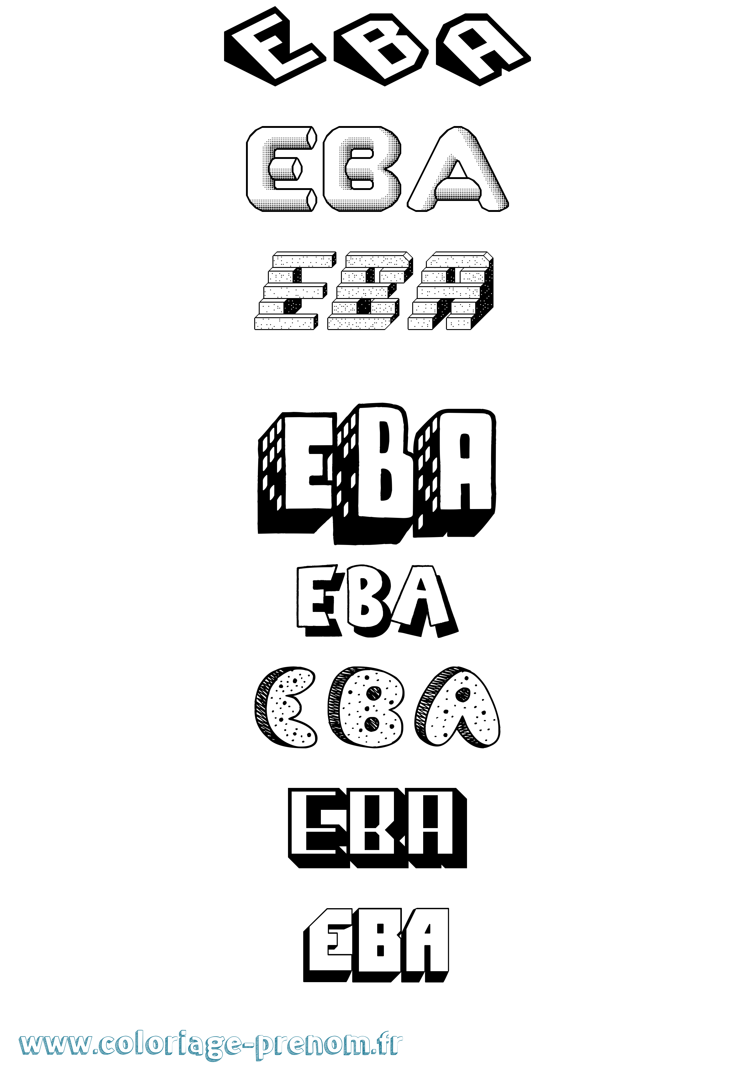 Coloriage Eba Effet 3D Coloriage prénom Eba Effet 3D