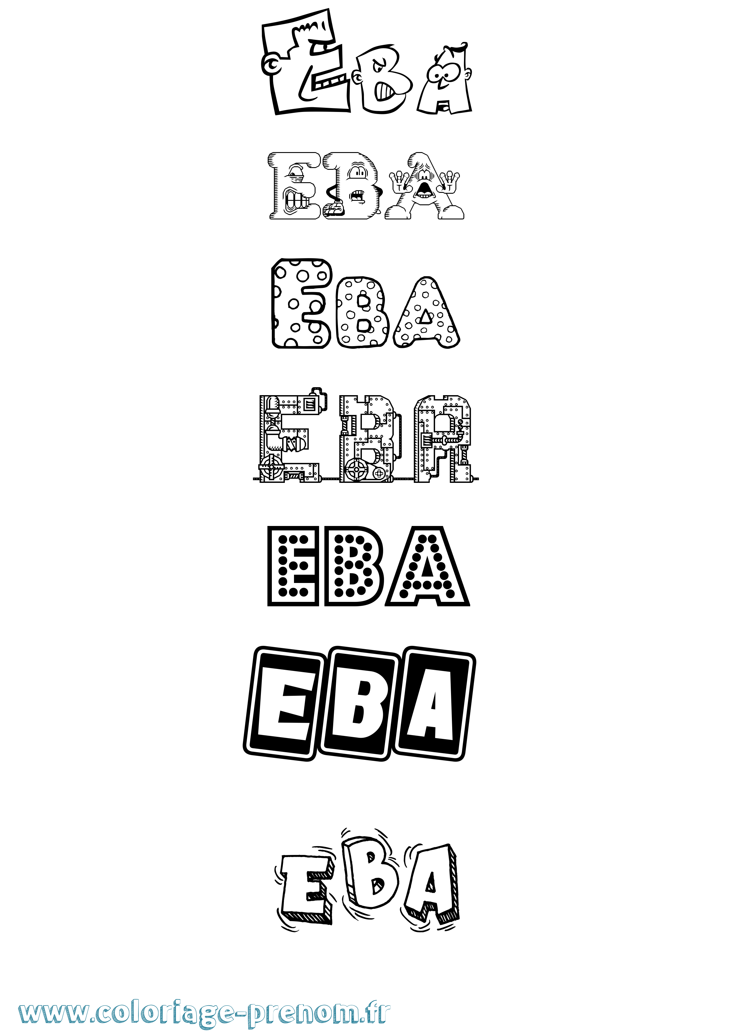 Coloriage Eba Fun Coloriage prénom Eba Fun