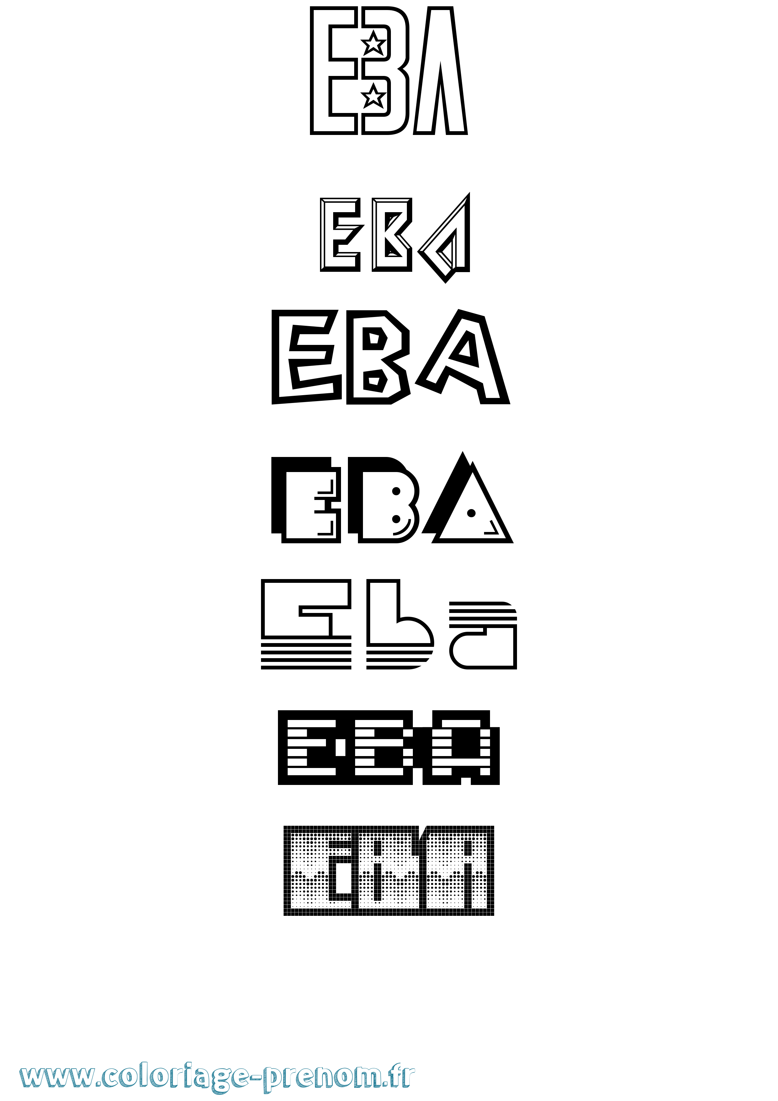 Coloriage Eba Jeux Vidéos Coloriage prénom Eba Jeux Vidéos