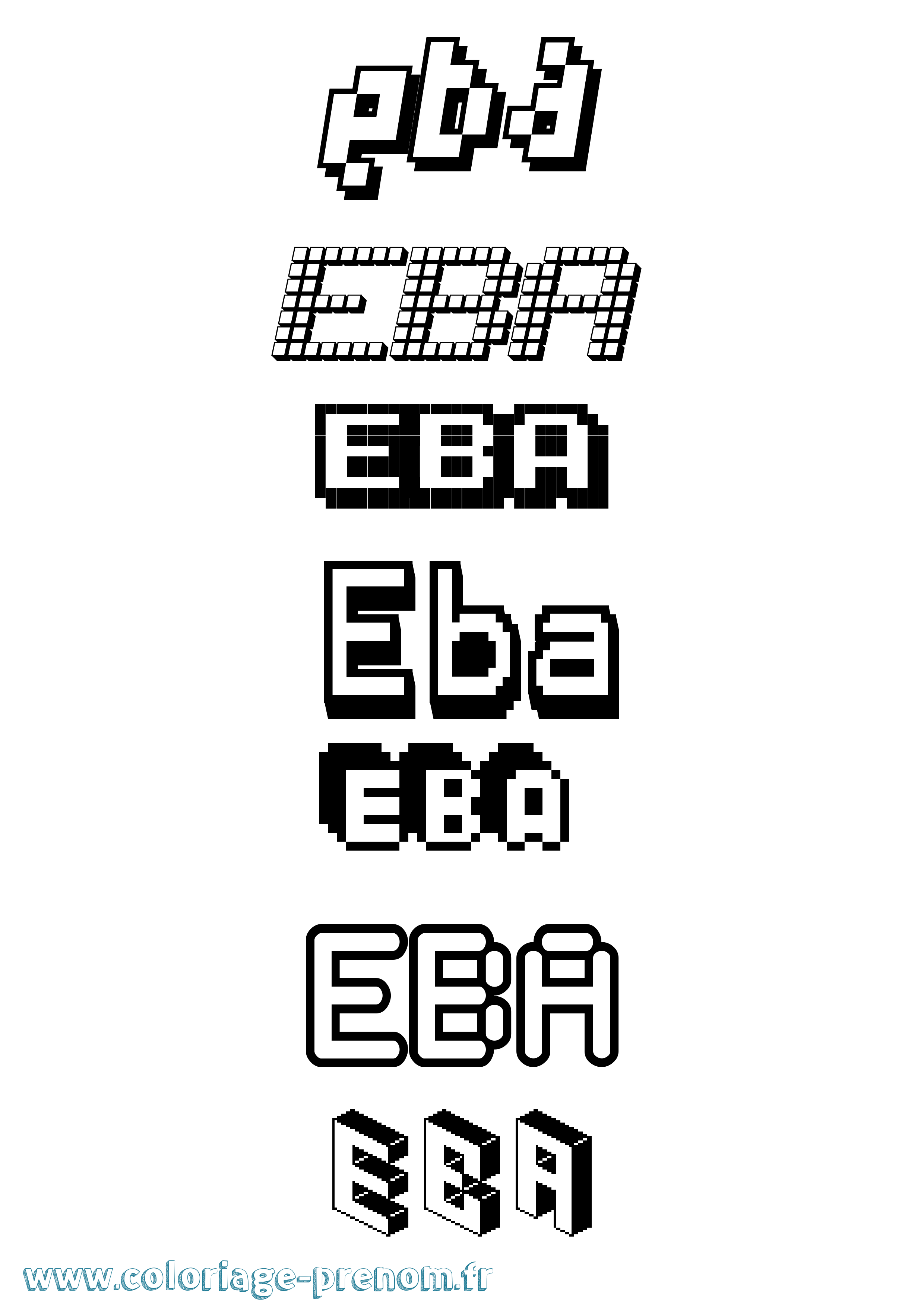 Coloriage Eba Pixel Coloriage prénom Eba Pixel