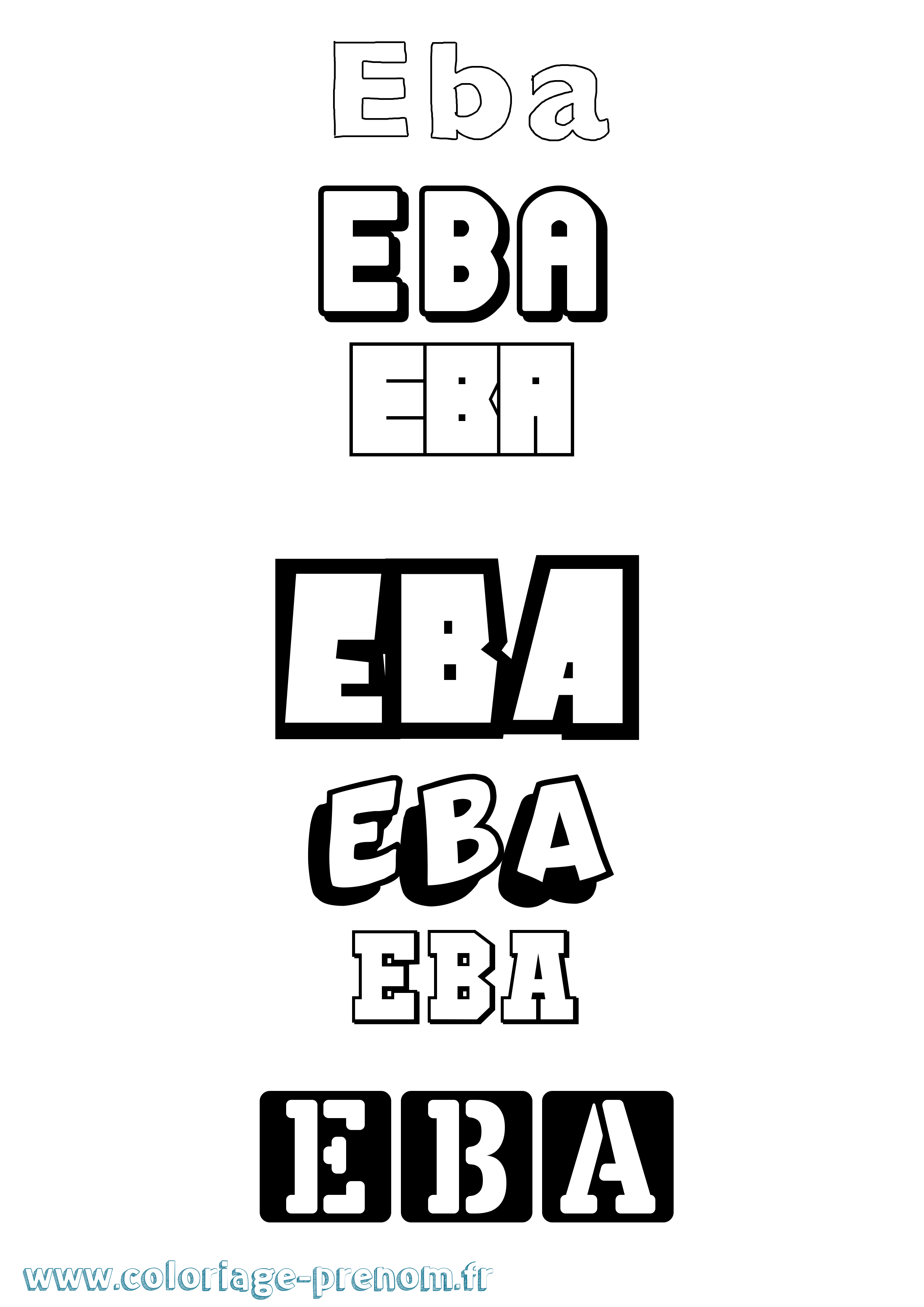 Coloriage Eba Simple Coloriage prénom Eba Simple