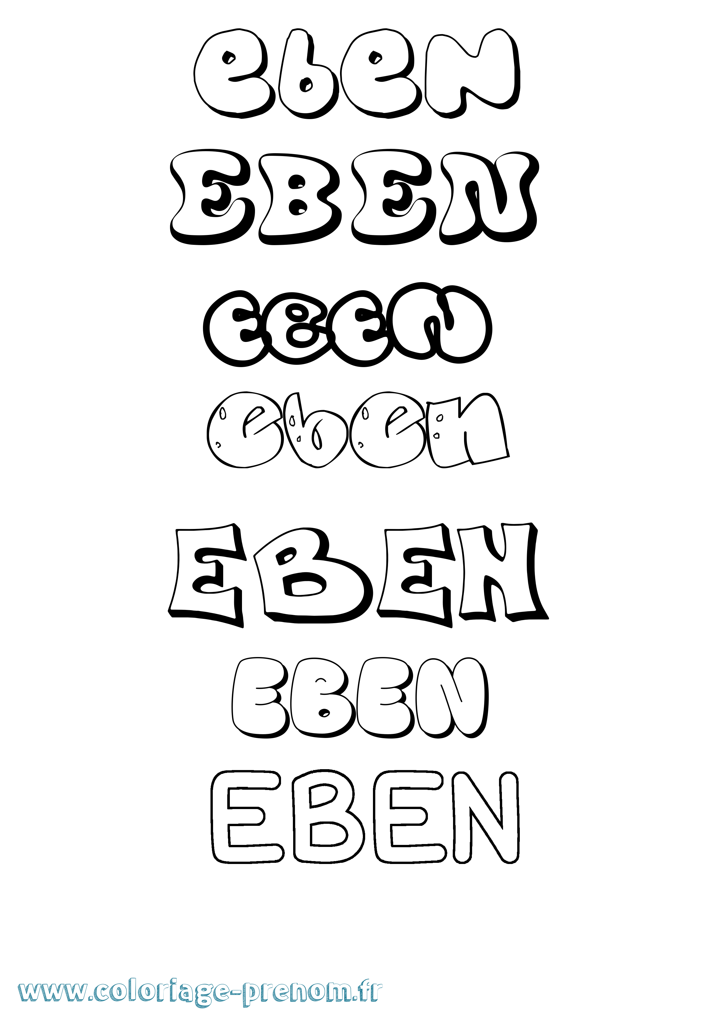 Coloriage Eben Bubble Coloriage prénom Eben Bubble