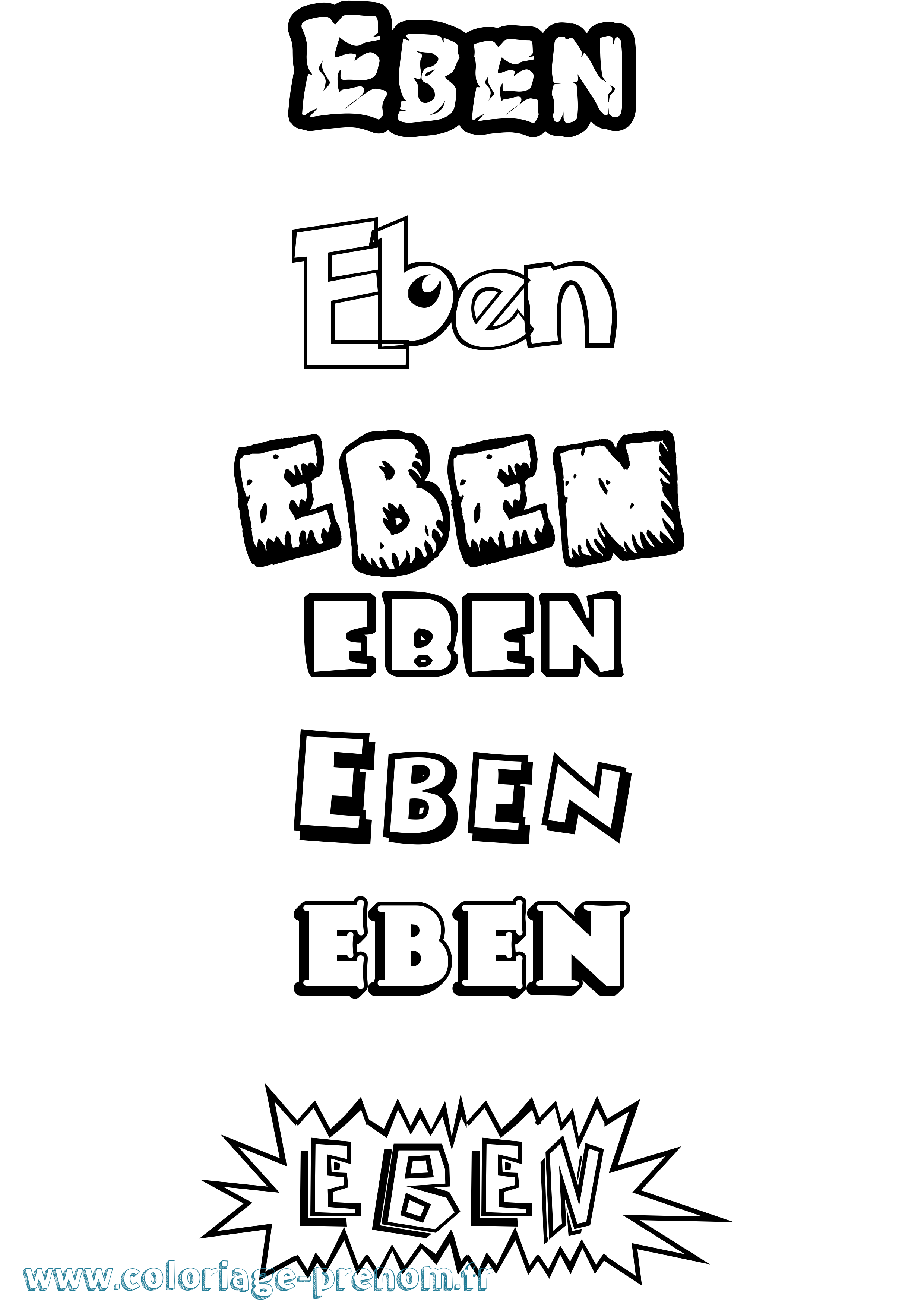 Coloriage Eben Dessin Animé Coloriage prénom Eben Dessin Animé