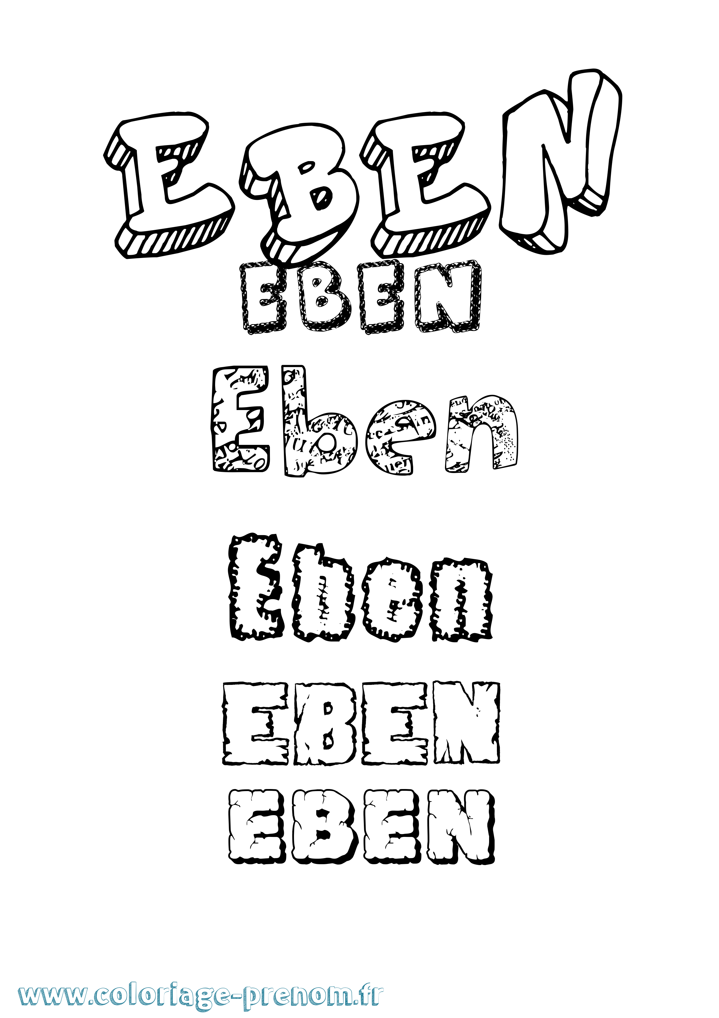 Coloriage Eben Destructuré Coloriage prénom Eben Destructuré