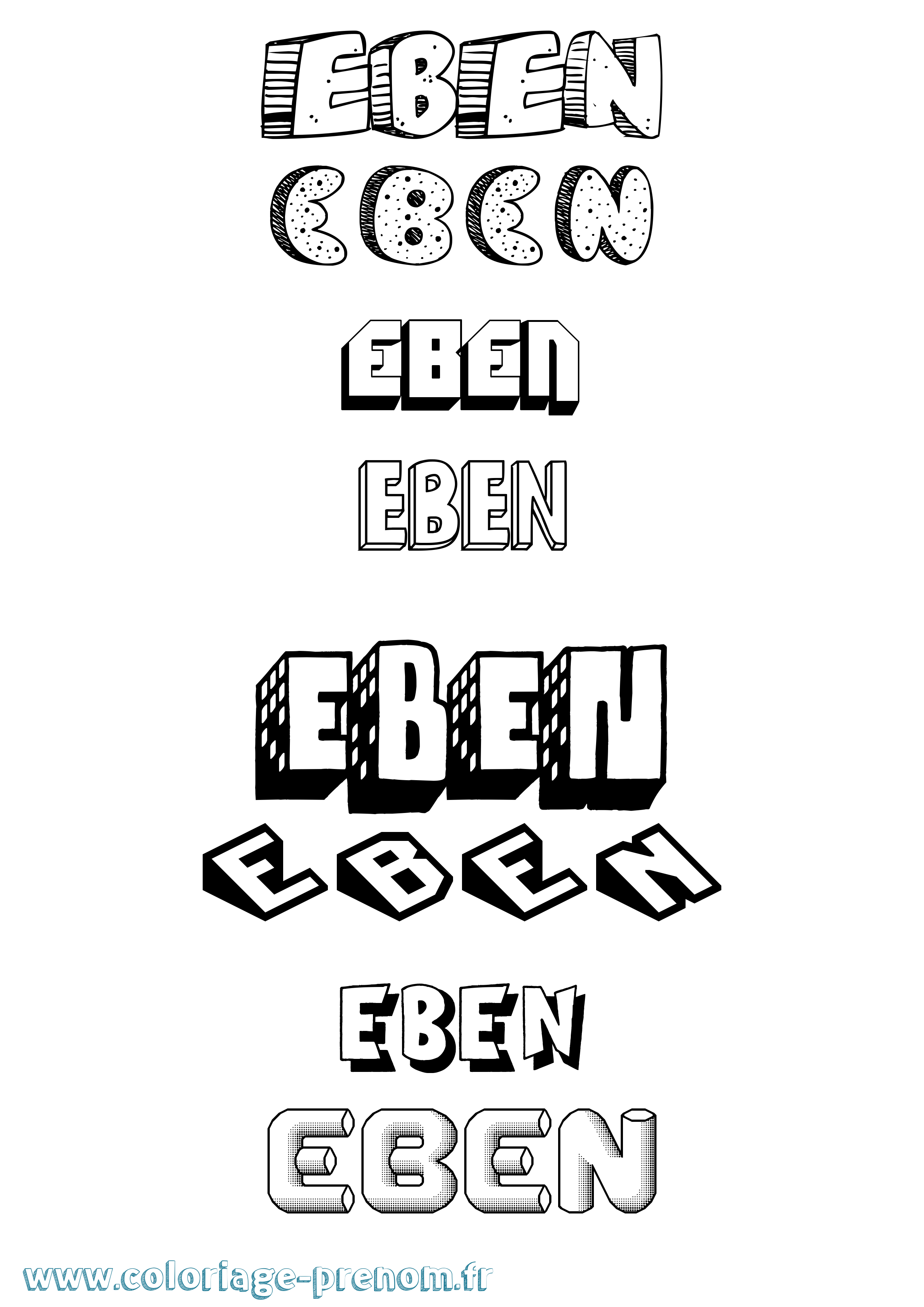 Coloriage Eben Effet 3D Coloriage prénom Eben Effet 3D