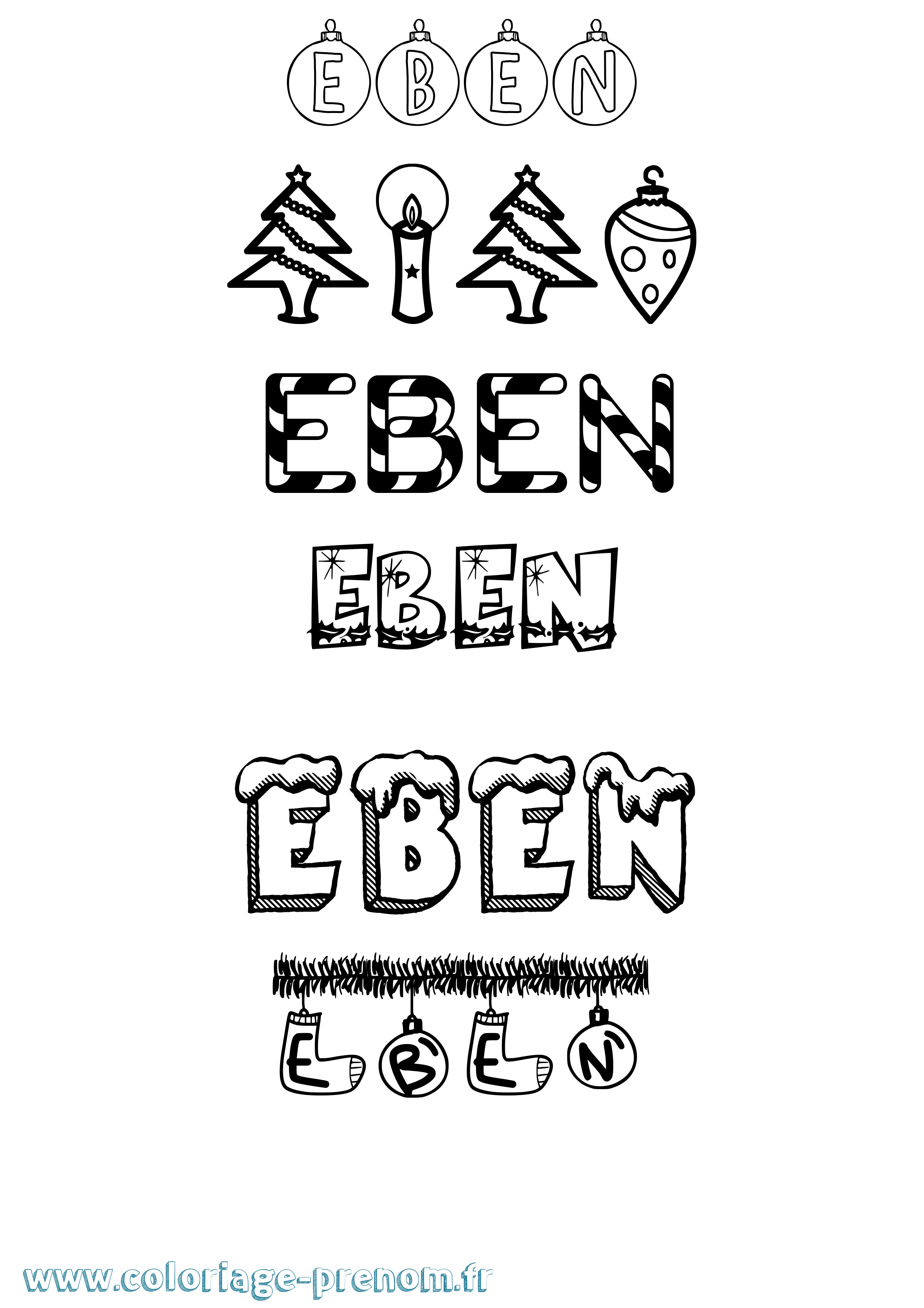 Coloriage Eben Noël Coloriage prénom Eben Noël