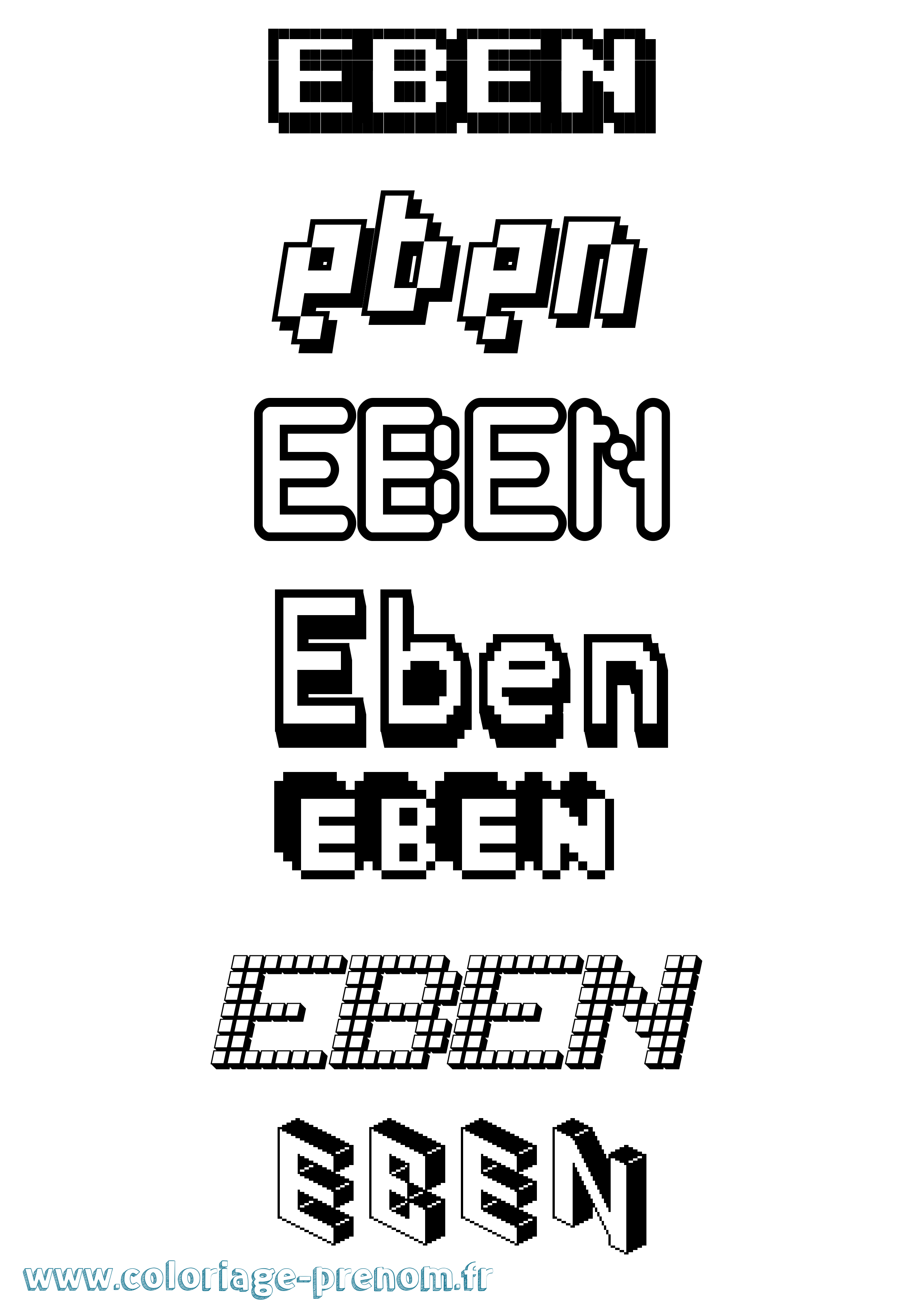 Coloriage Eben Pixel Coloriage prénom Eben Pixel