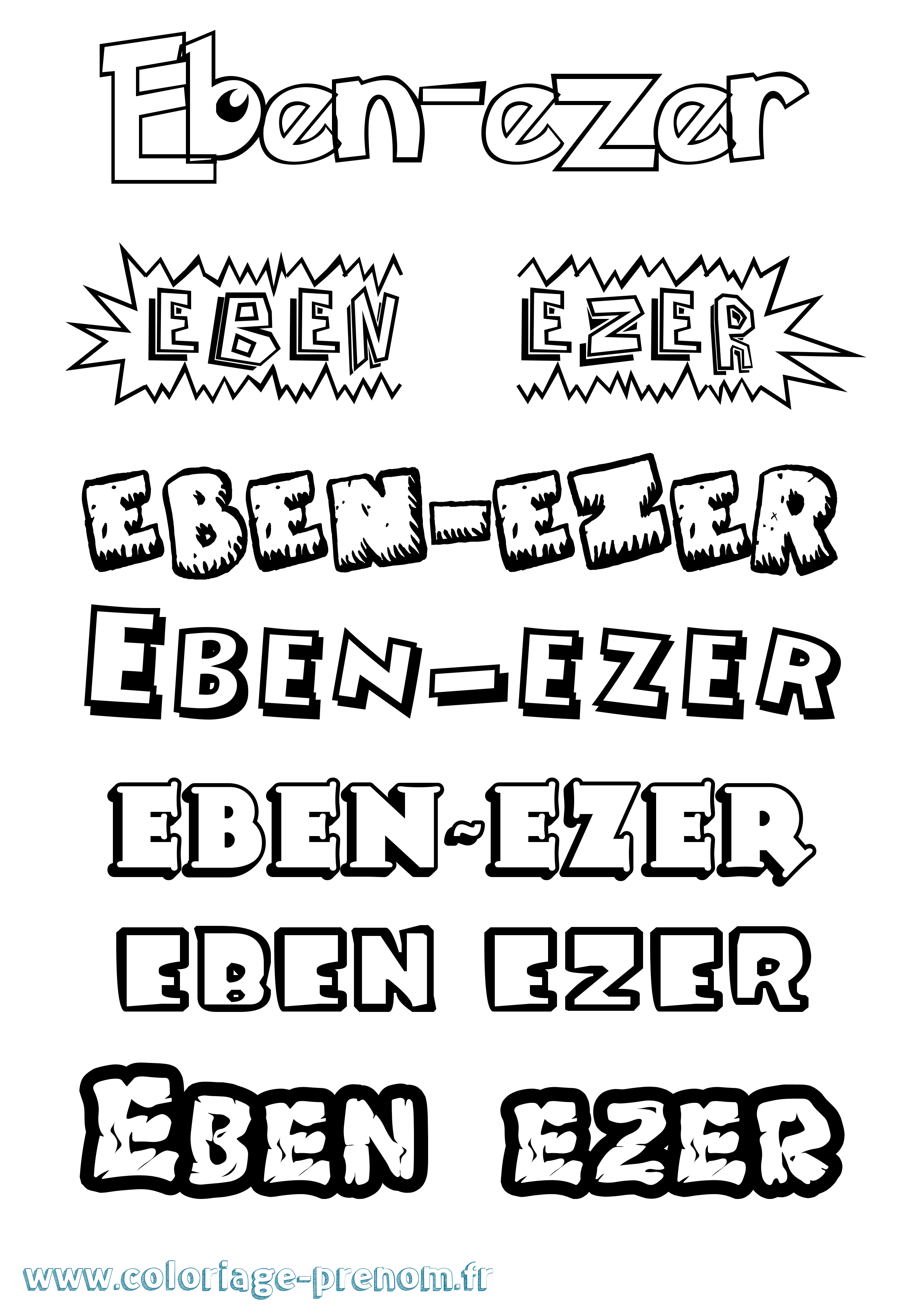 Coloriage prénom Eben-Ezer Dessin Animé