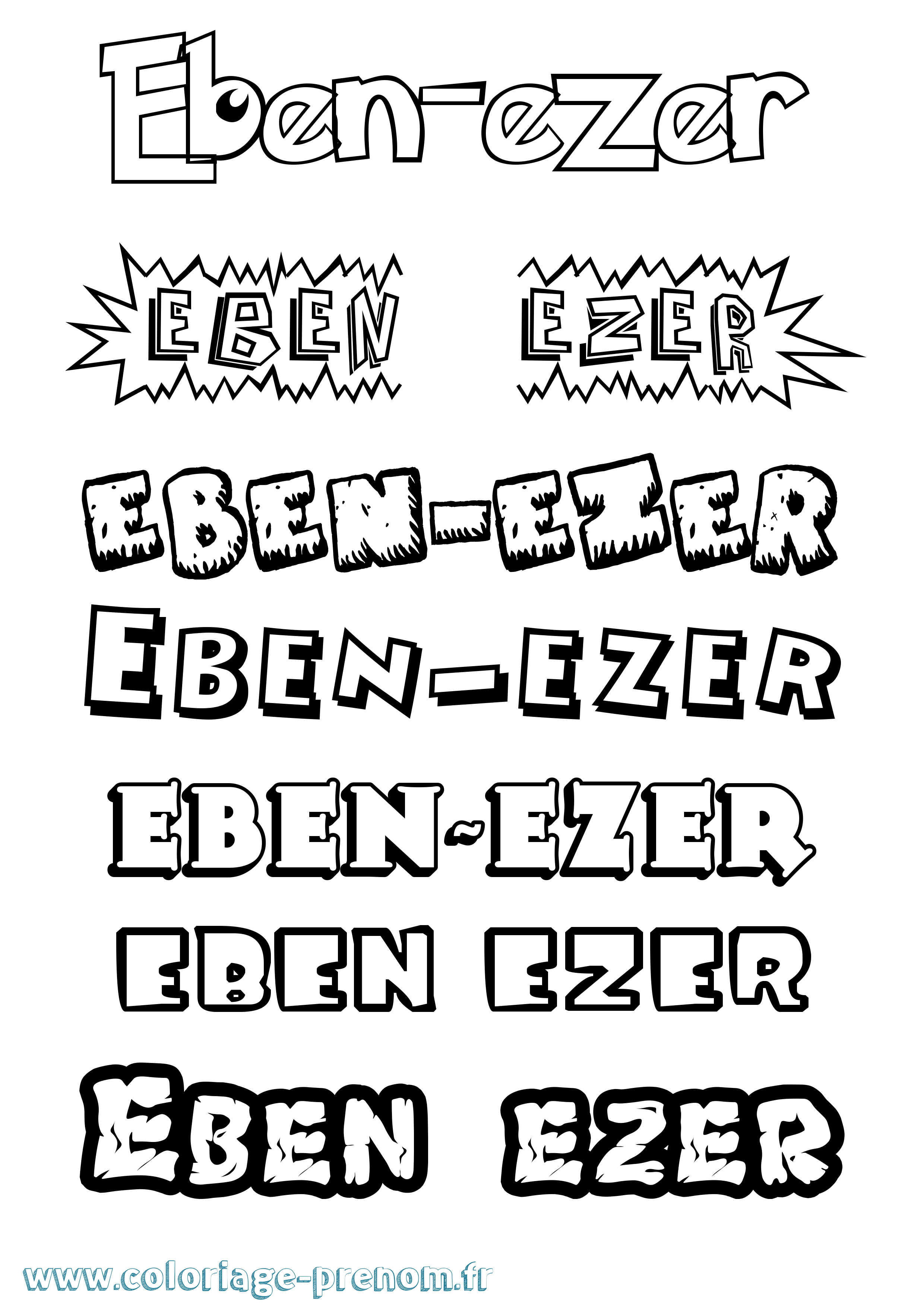 Coloriage Eben-Ezer Dessin Animé Coloriage prénom Eben-Ezer Dessin Animé